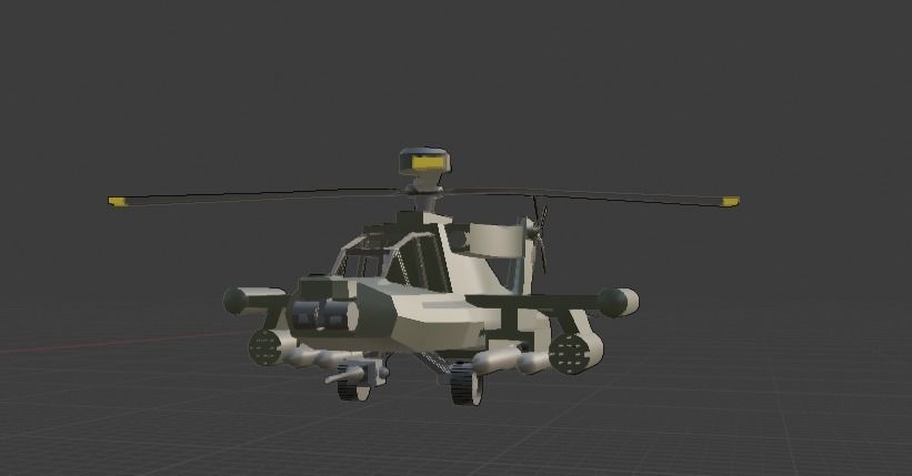 Ah-64 With Ringing animation Low-poly 3D model_3