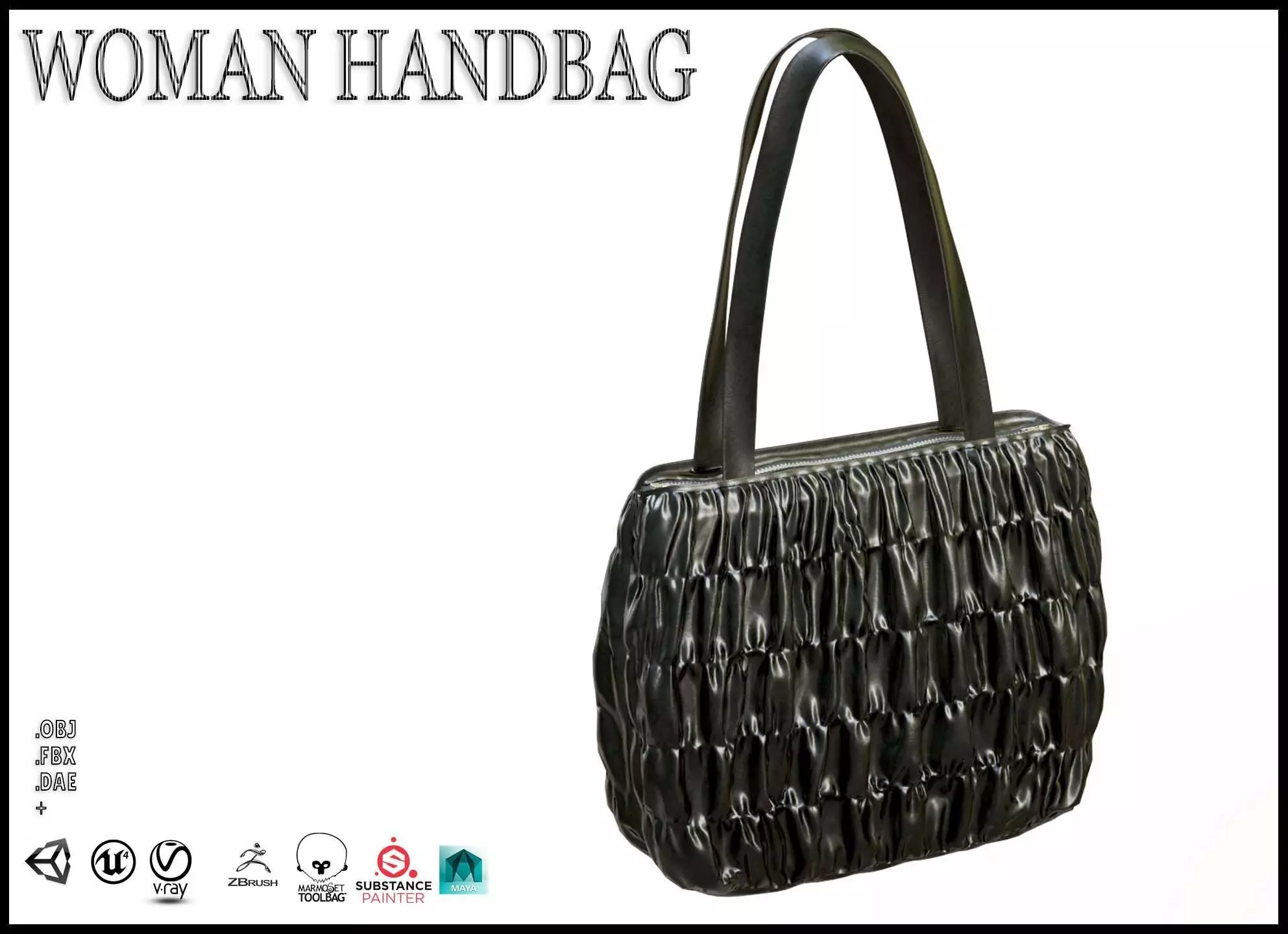 Elegant Woman Handbag Low-poly 3D model_0