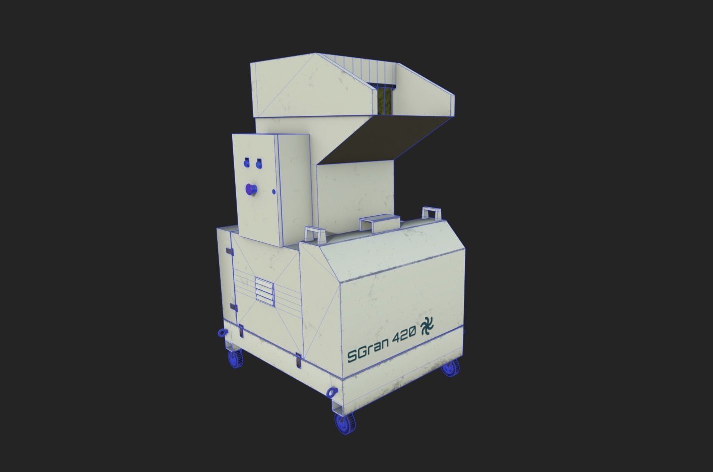 Waste Plastics Granulator Low-poly 3D model_1