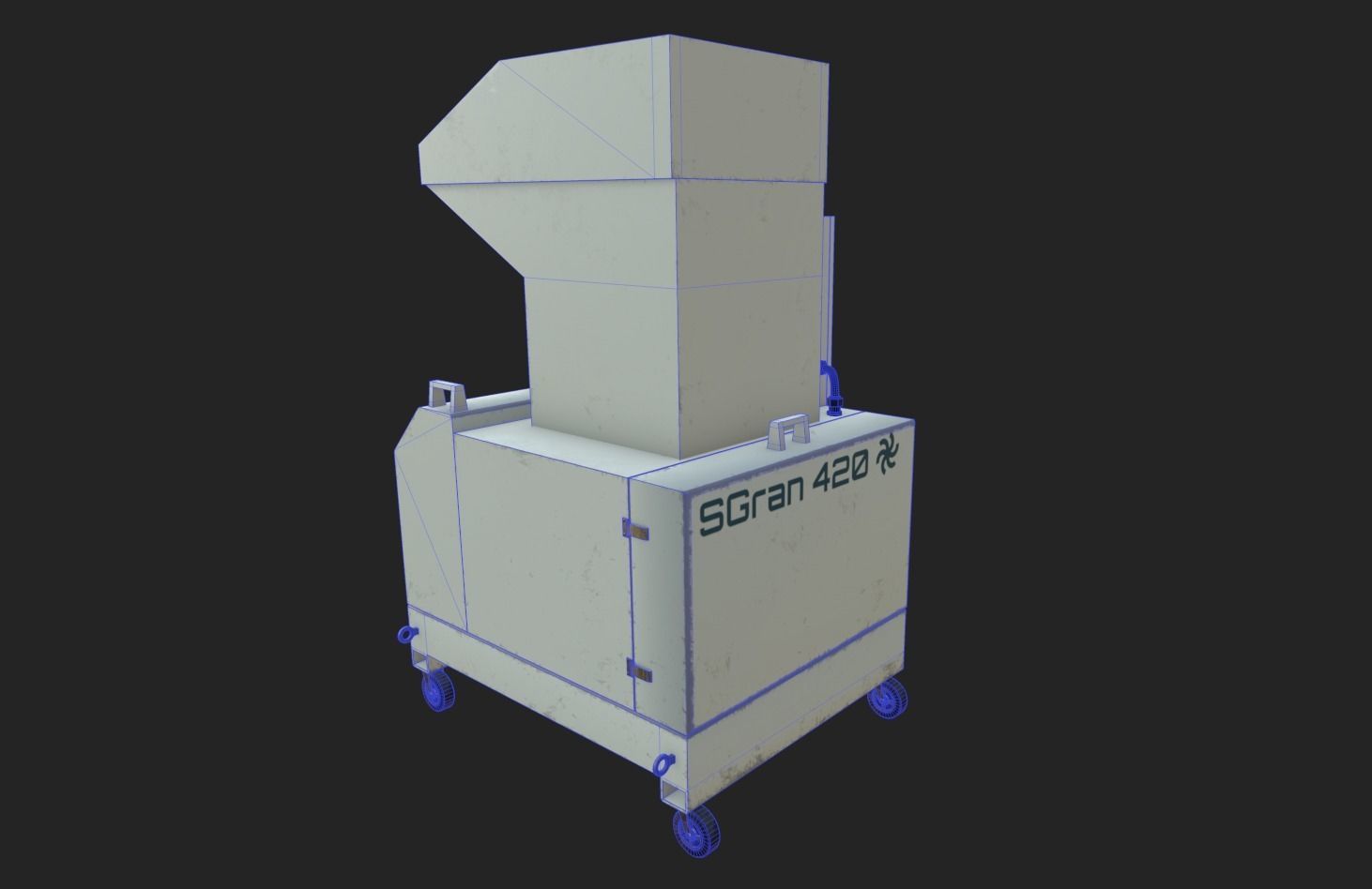 Waste Plastics Granulator Low-poly 3D model_9