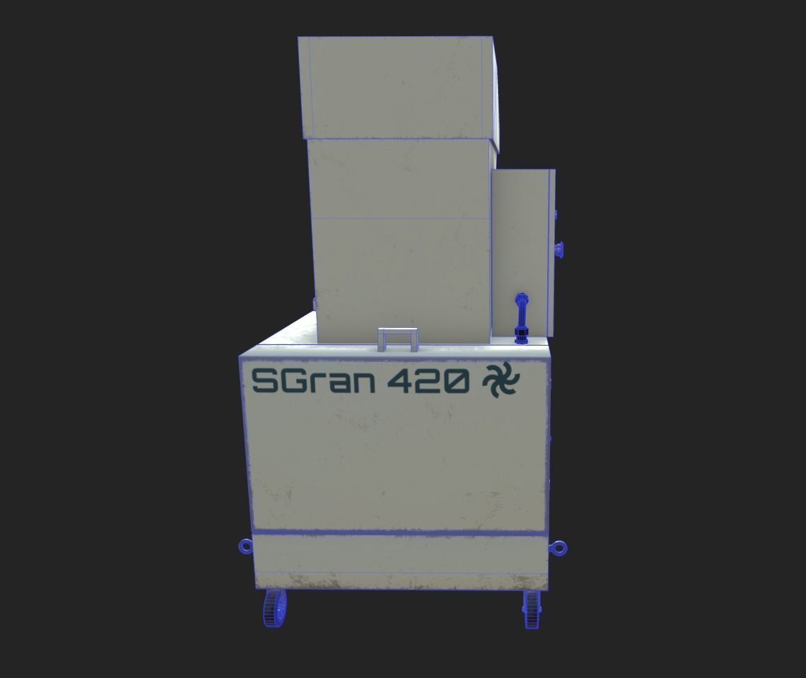 Waste Plastics Granulator Low-poly 3D model_11