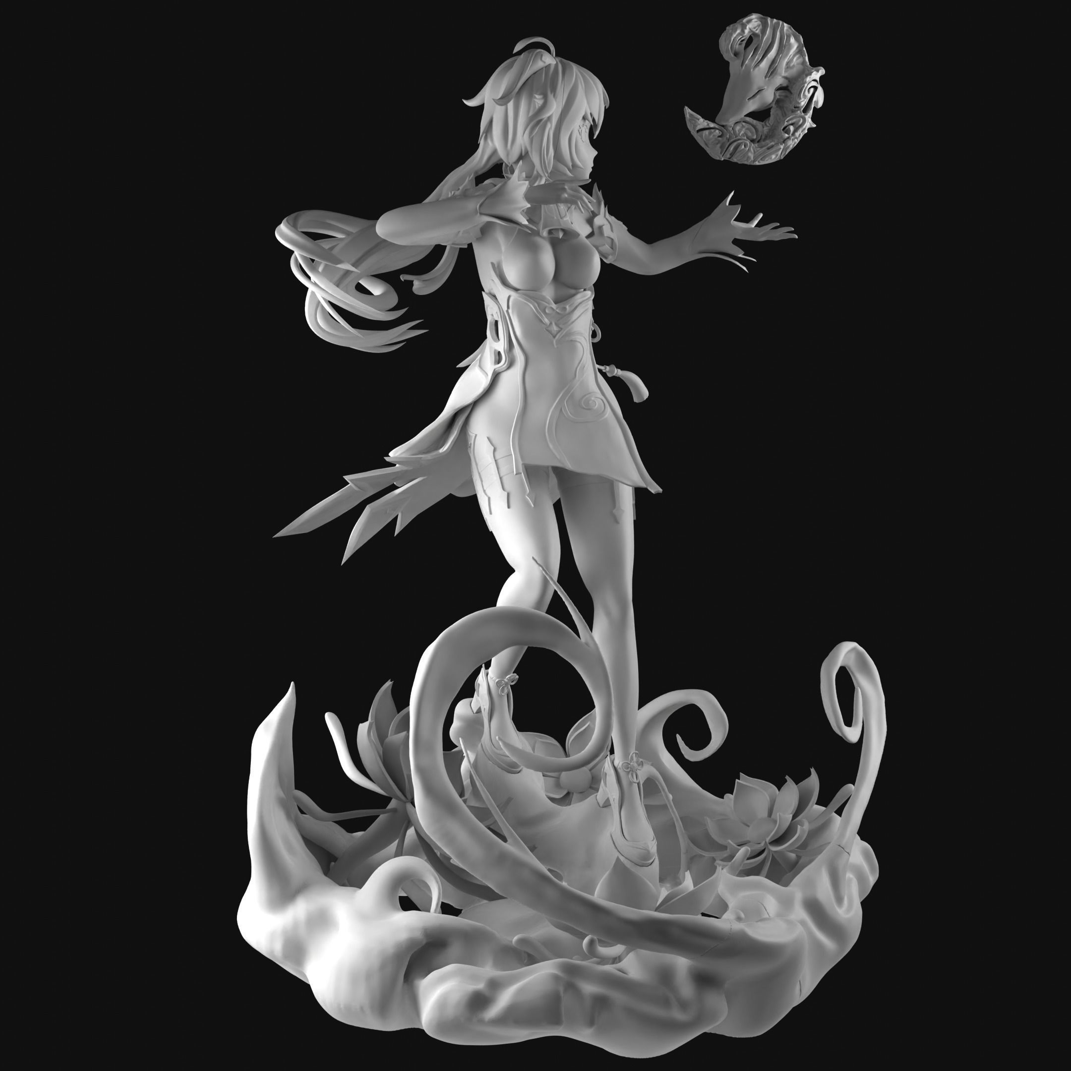 Ganyu from Genshin Impact - Sculpture for 3D printing 3D print model_4