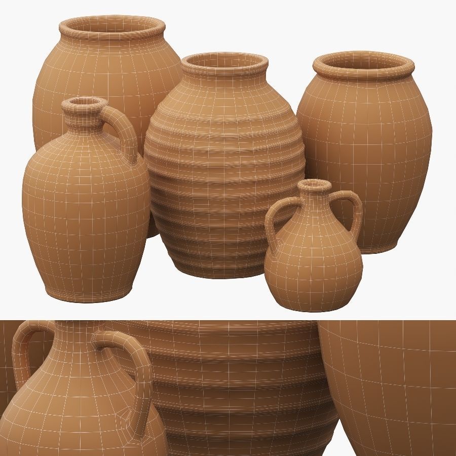 Artisan hand painted vases 01 3D model_4