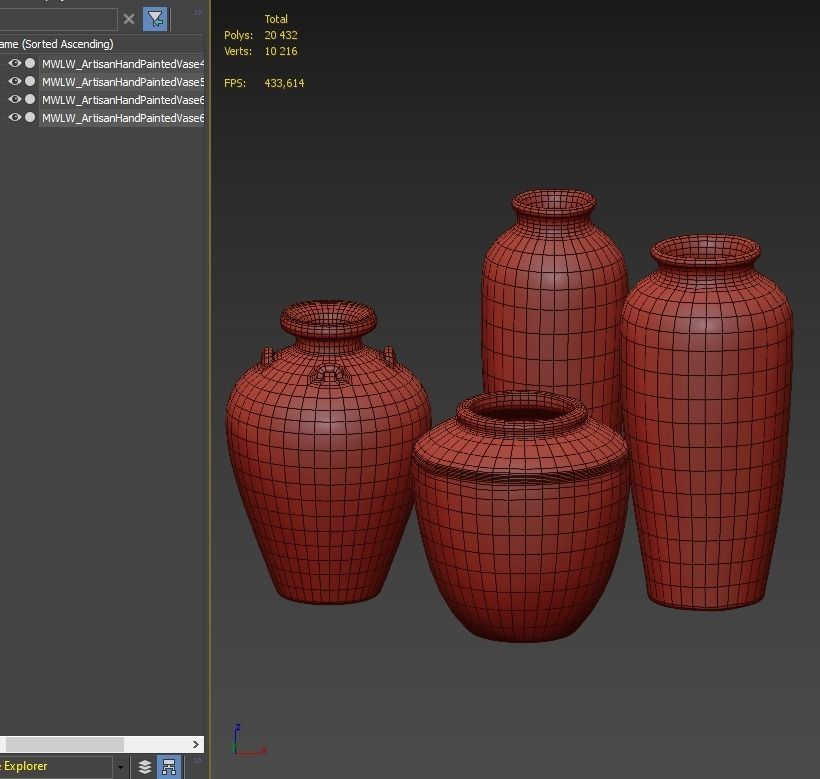 Artisan hand painted vases 03 3D model_5