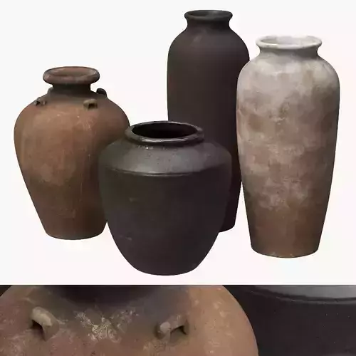 Artisan hand painted vases 03 3D model