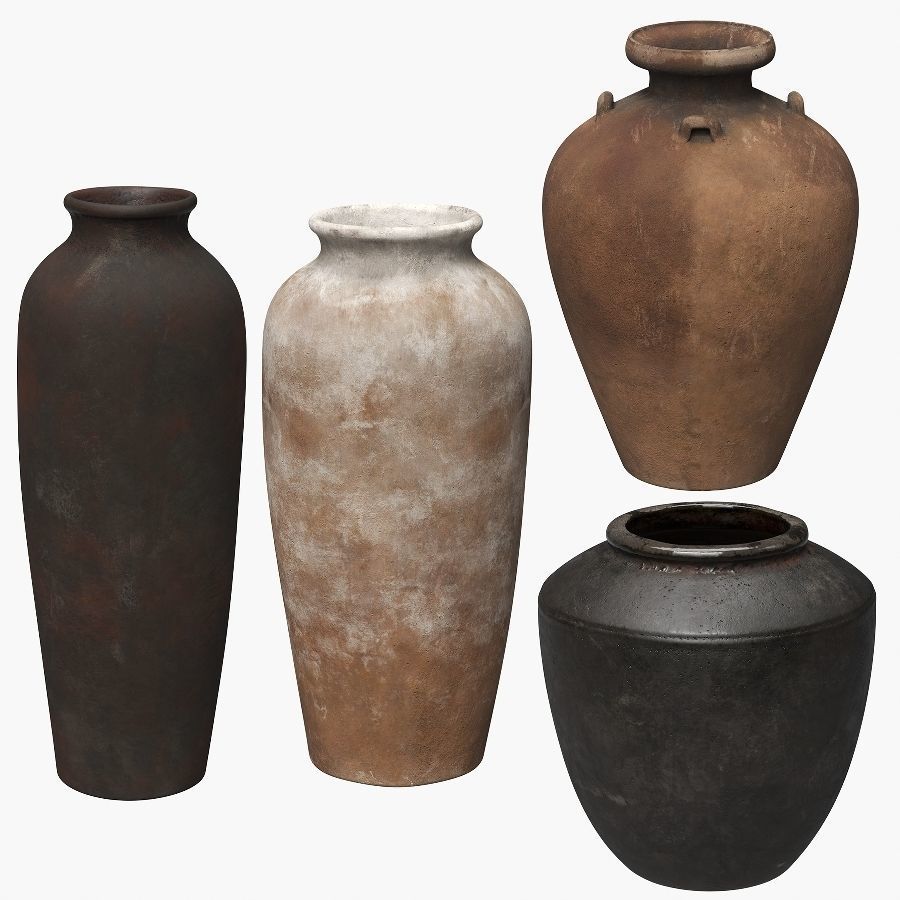 Artisan hand painted vases 03 3D model_3