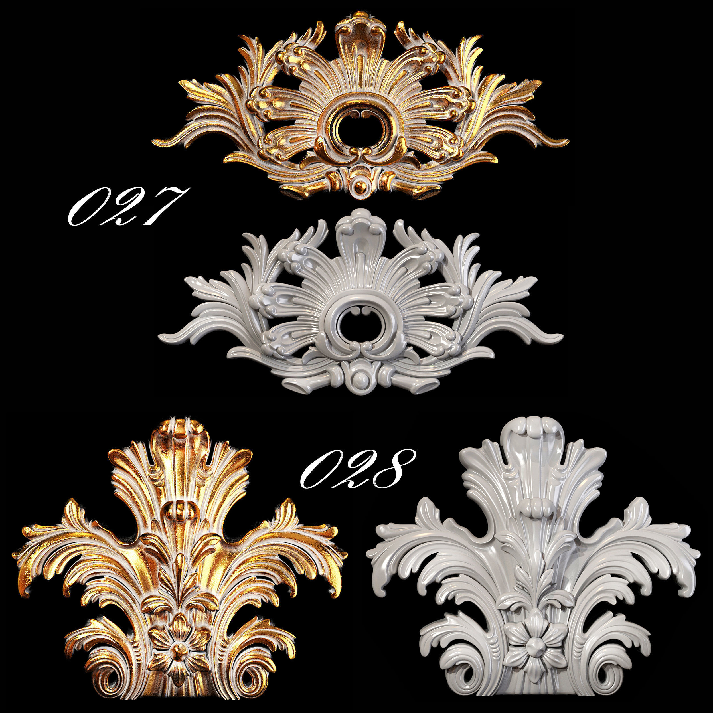 Collection of 40 classic carvings Part 1 3D model_15