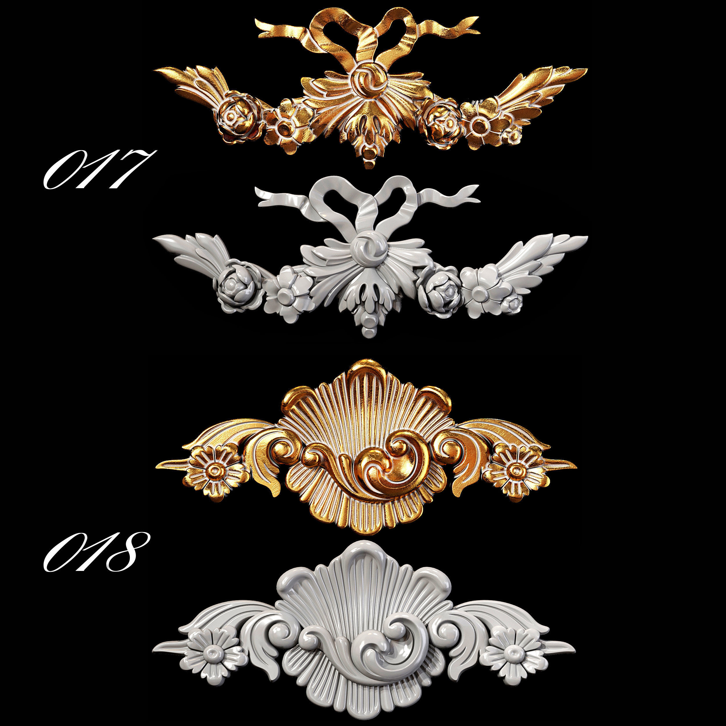 Collection of 40 classic carvings Part 1 3D model_10