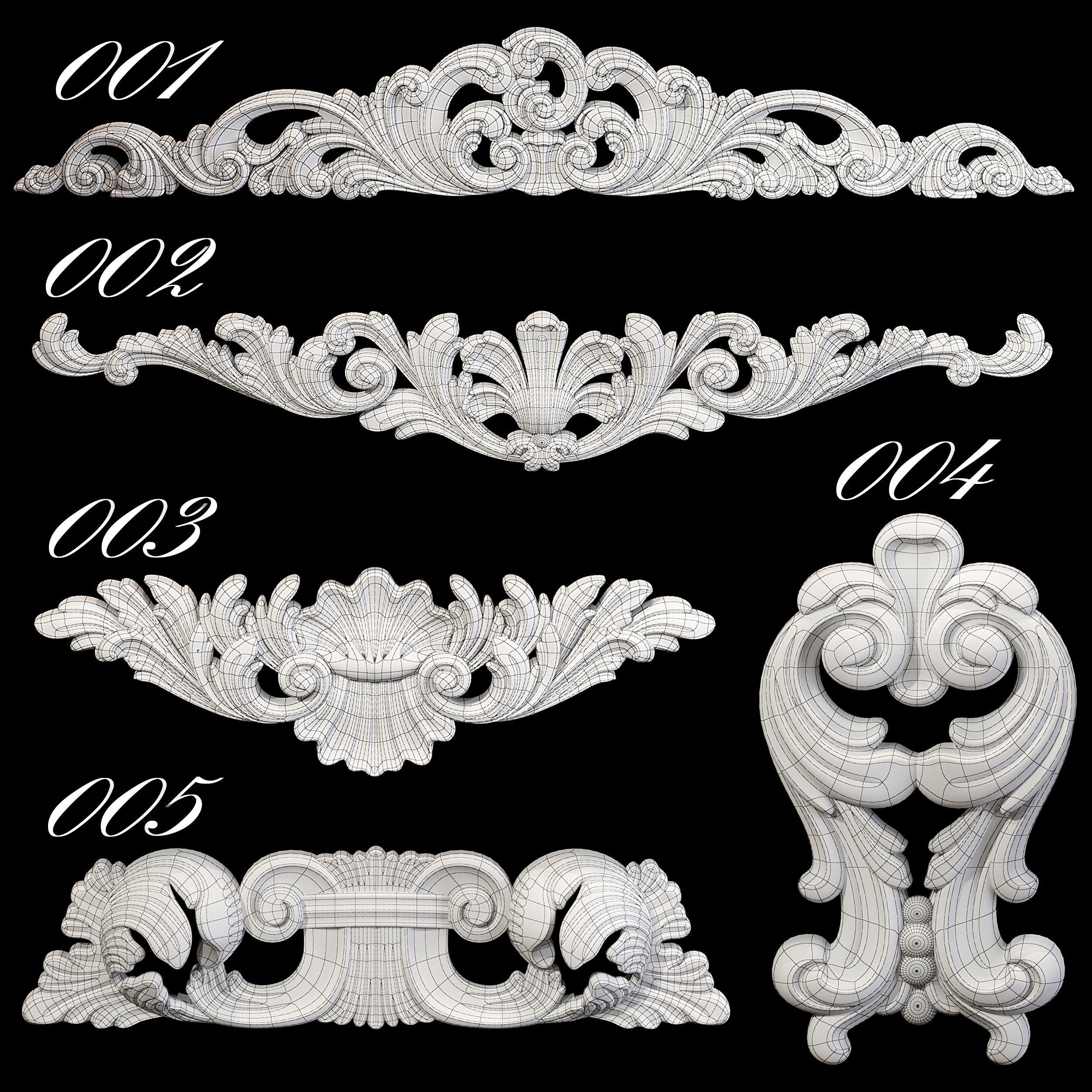 Collection of 40 classic carvings Part 1 3D model_22