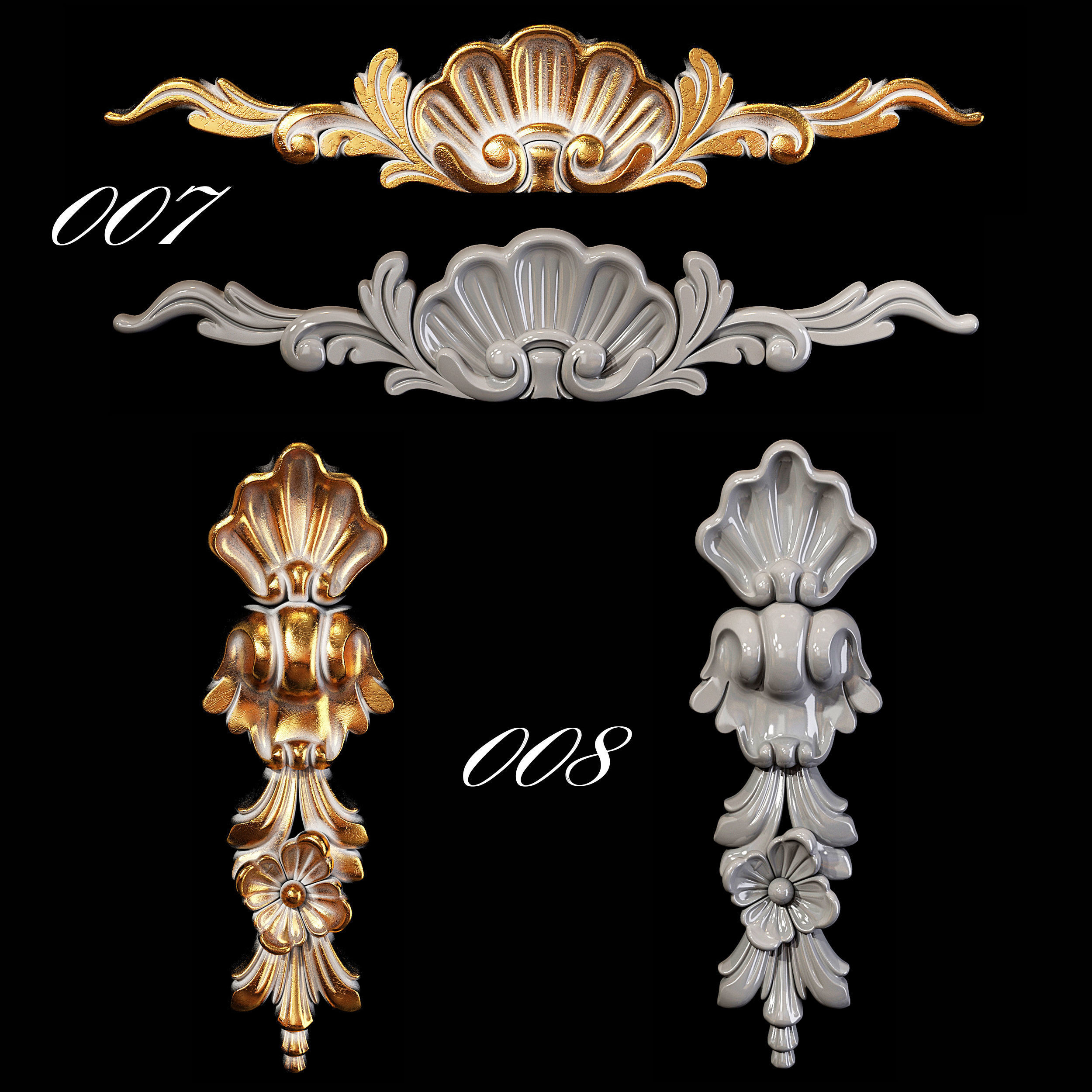 Collection of 40 classic carvings Part 1 3D model_5