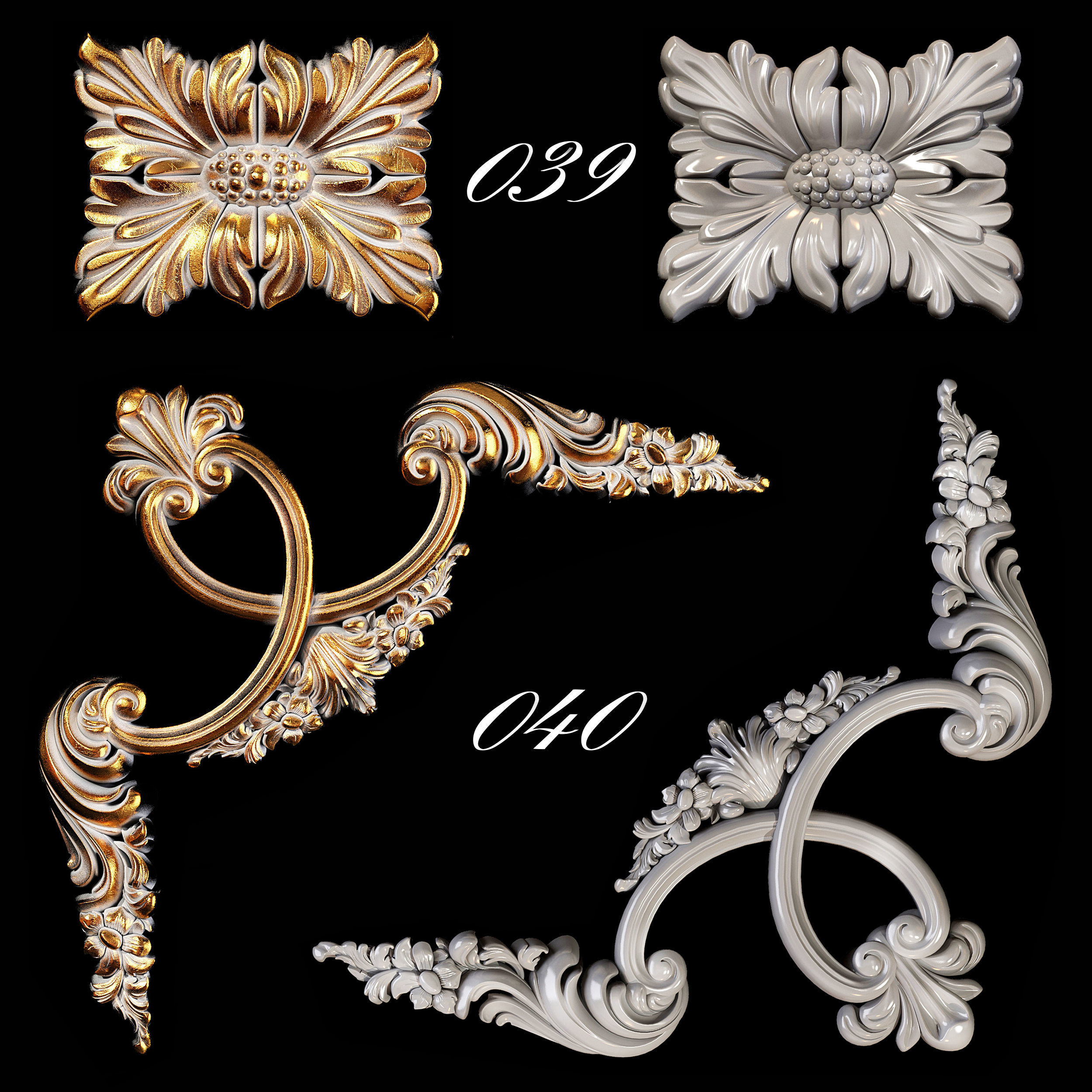 Collection of 40 classic carvings Part 1 3D model_21