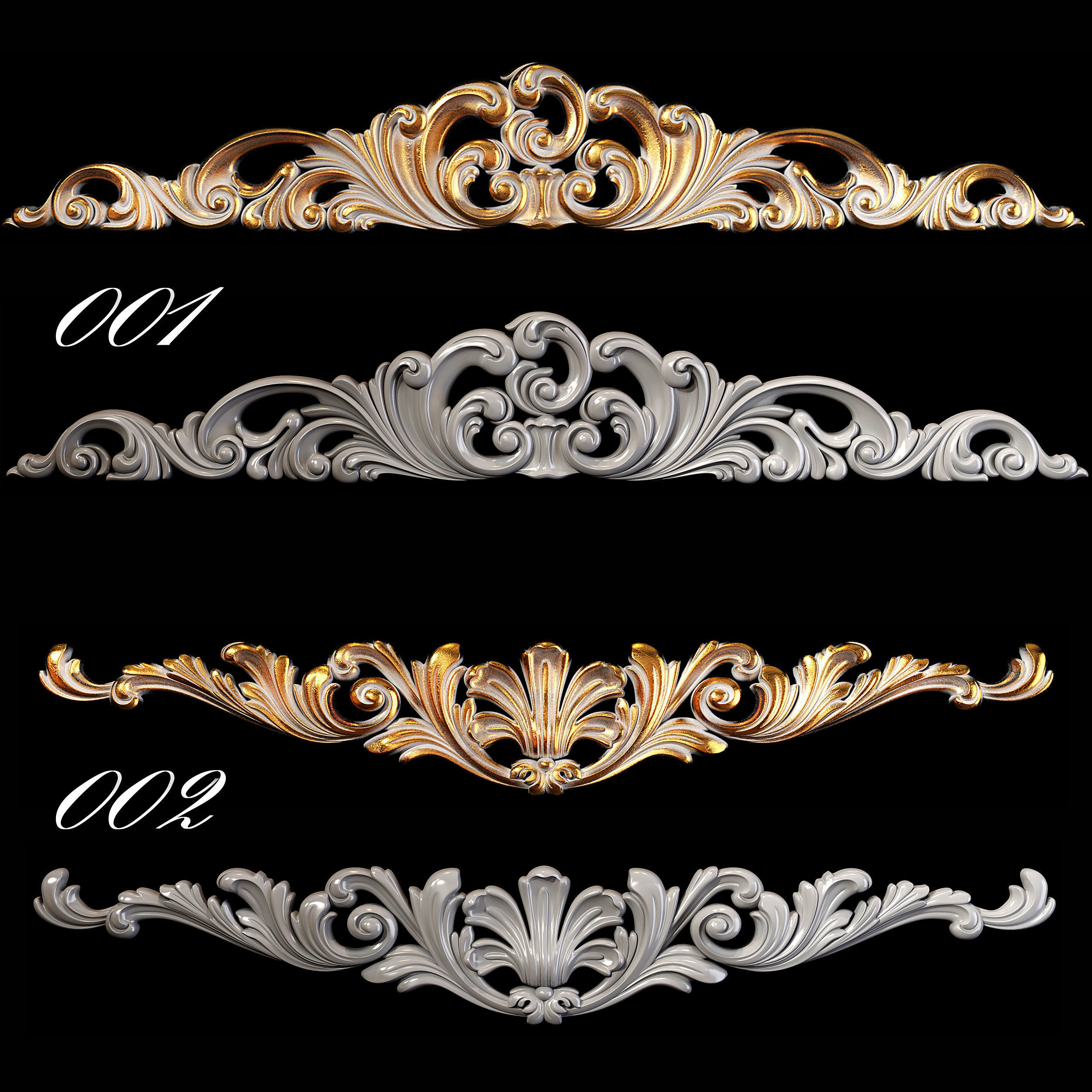 Collection of 40 classic carvings Part 1 3D model_2