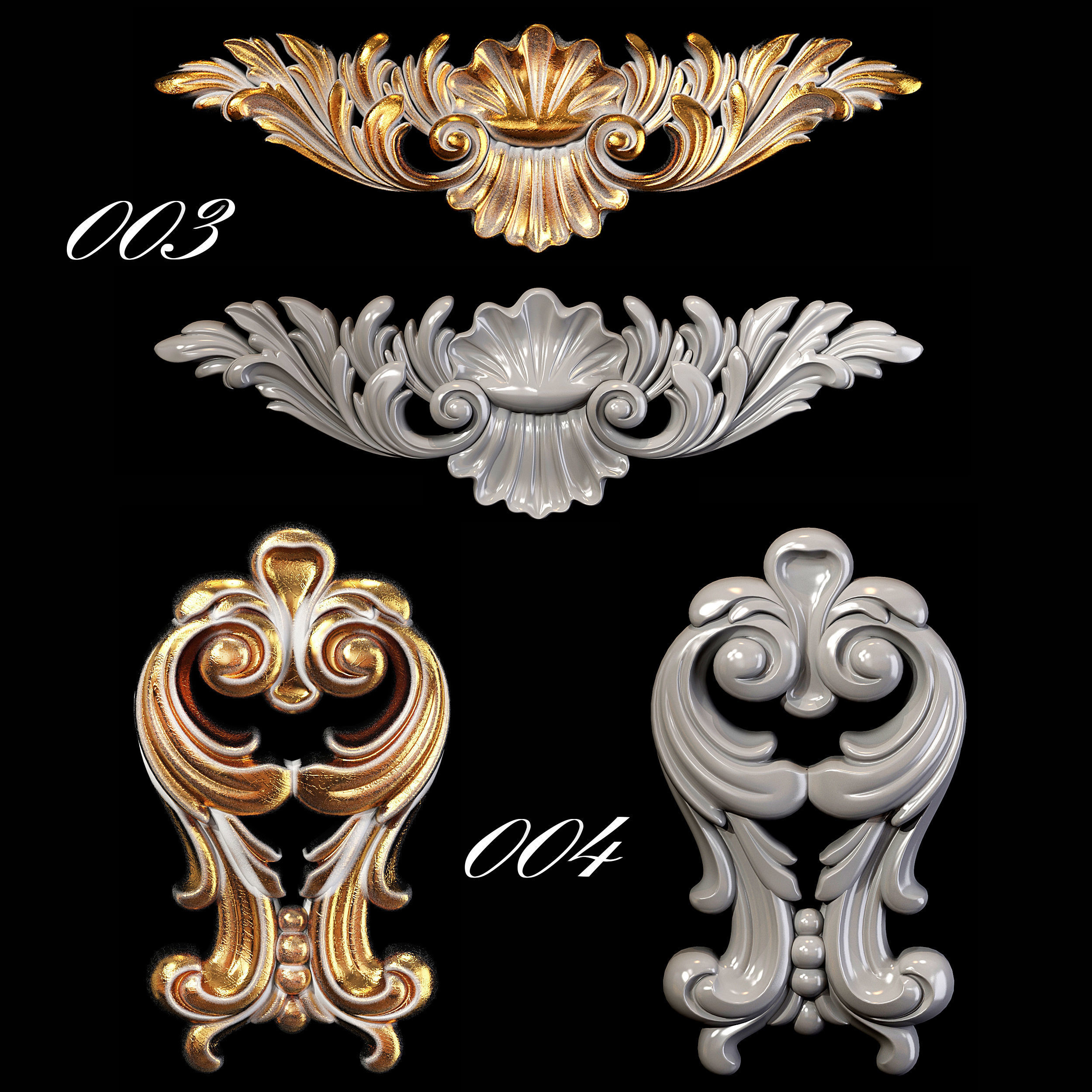 Collection of 40 classic carvings Part 1 3D model_3