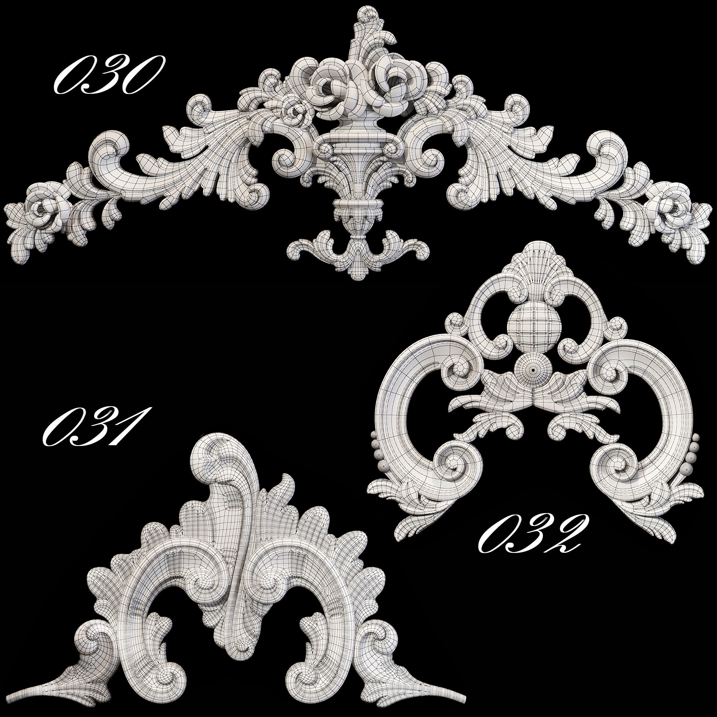 Collection of 40 classic carvings Part 1 3D model_29