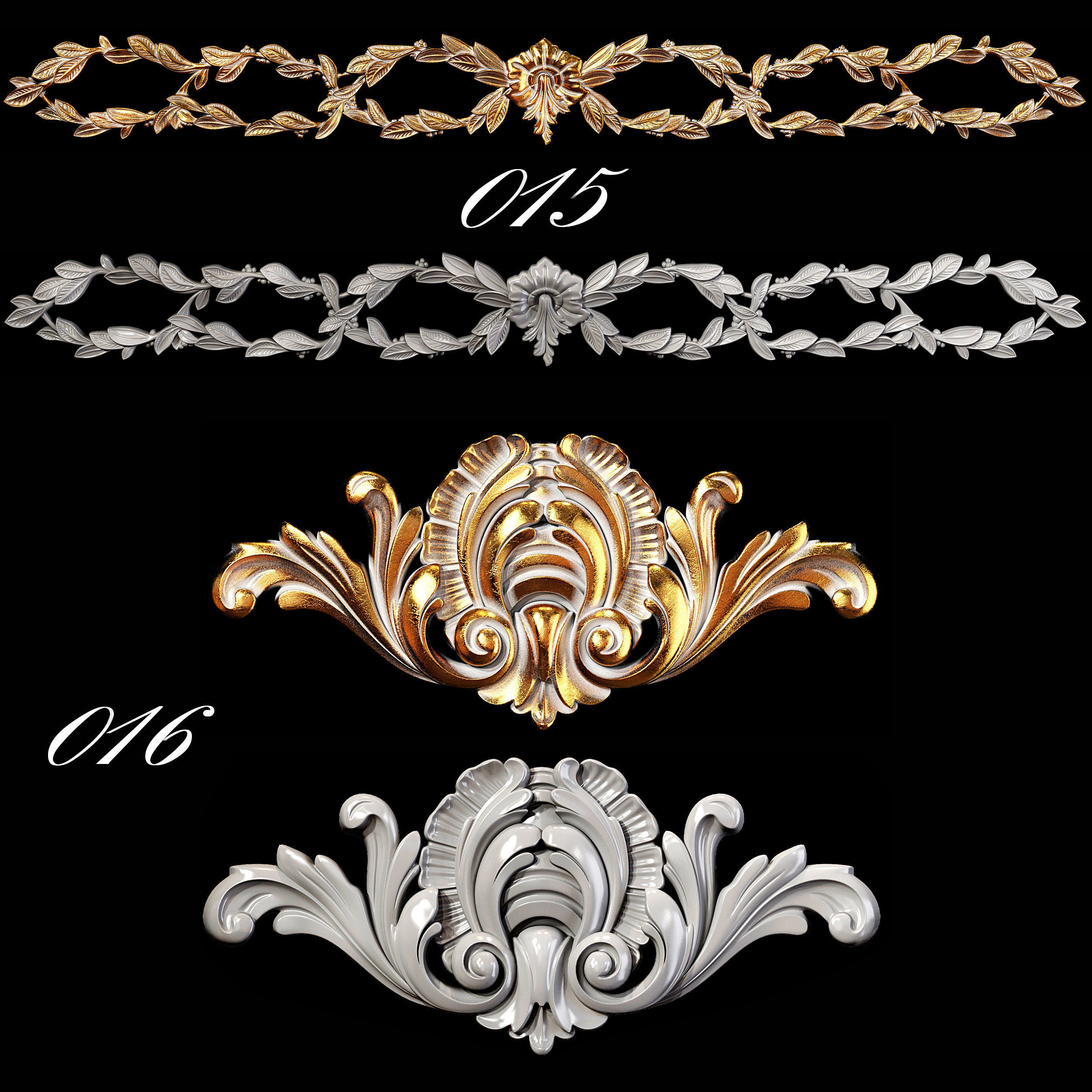 Collection of 40 classic carvings Part 1 3D model_9