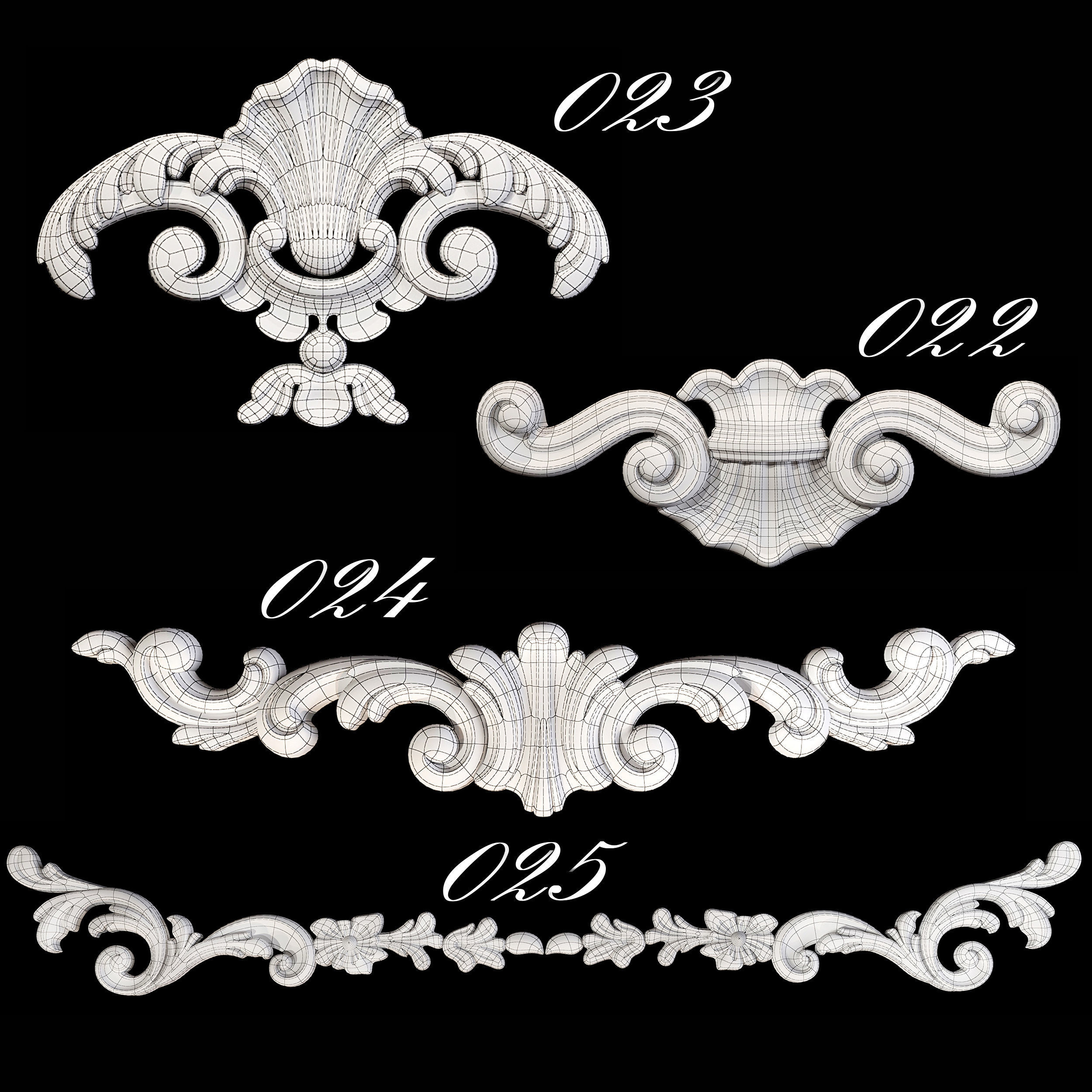 Collection of 40 classic carvings Part 1 3D model_27