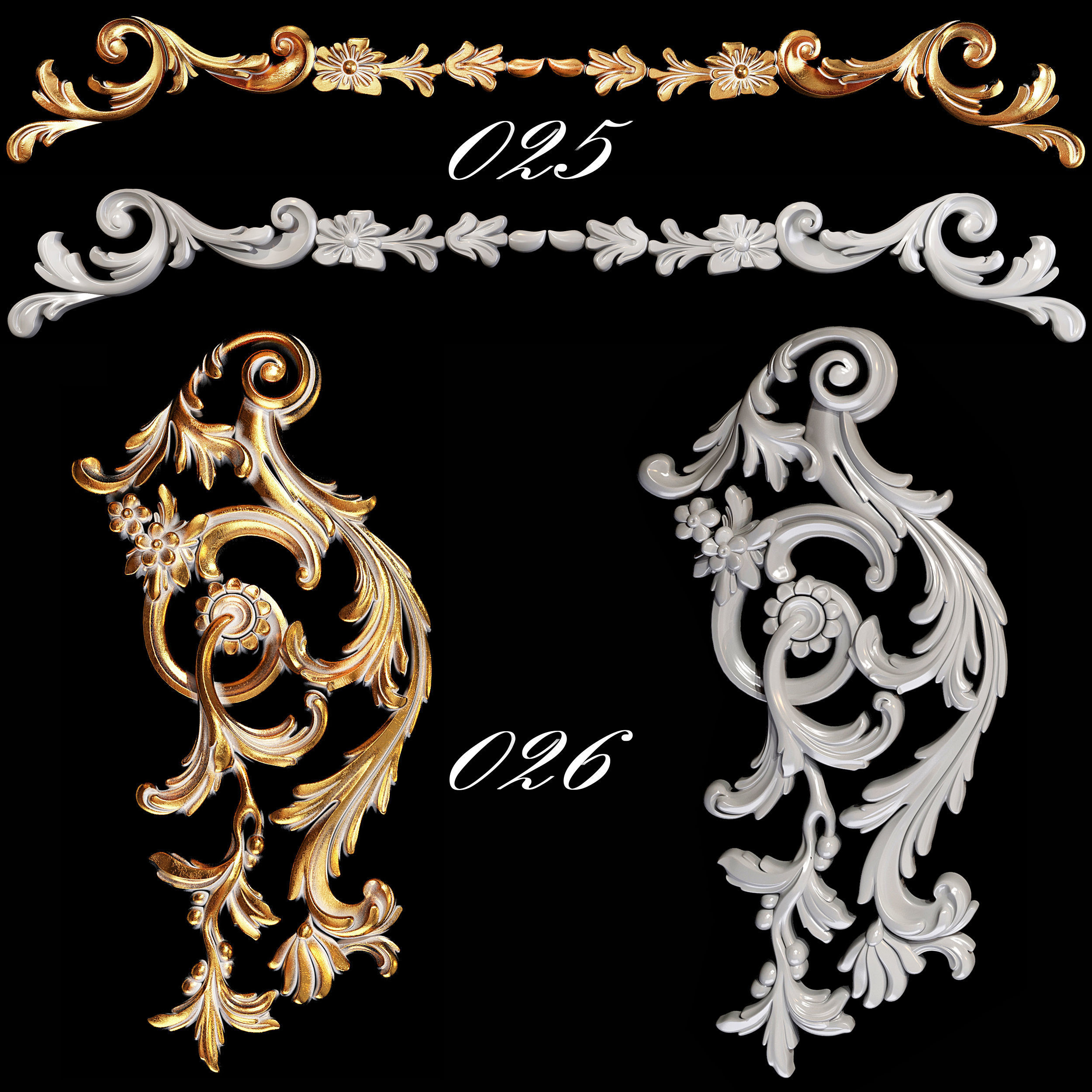 Collection of 40 classic carvings Part 1 3D model_14