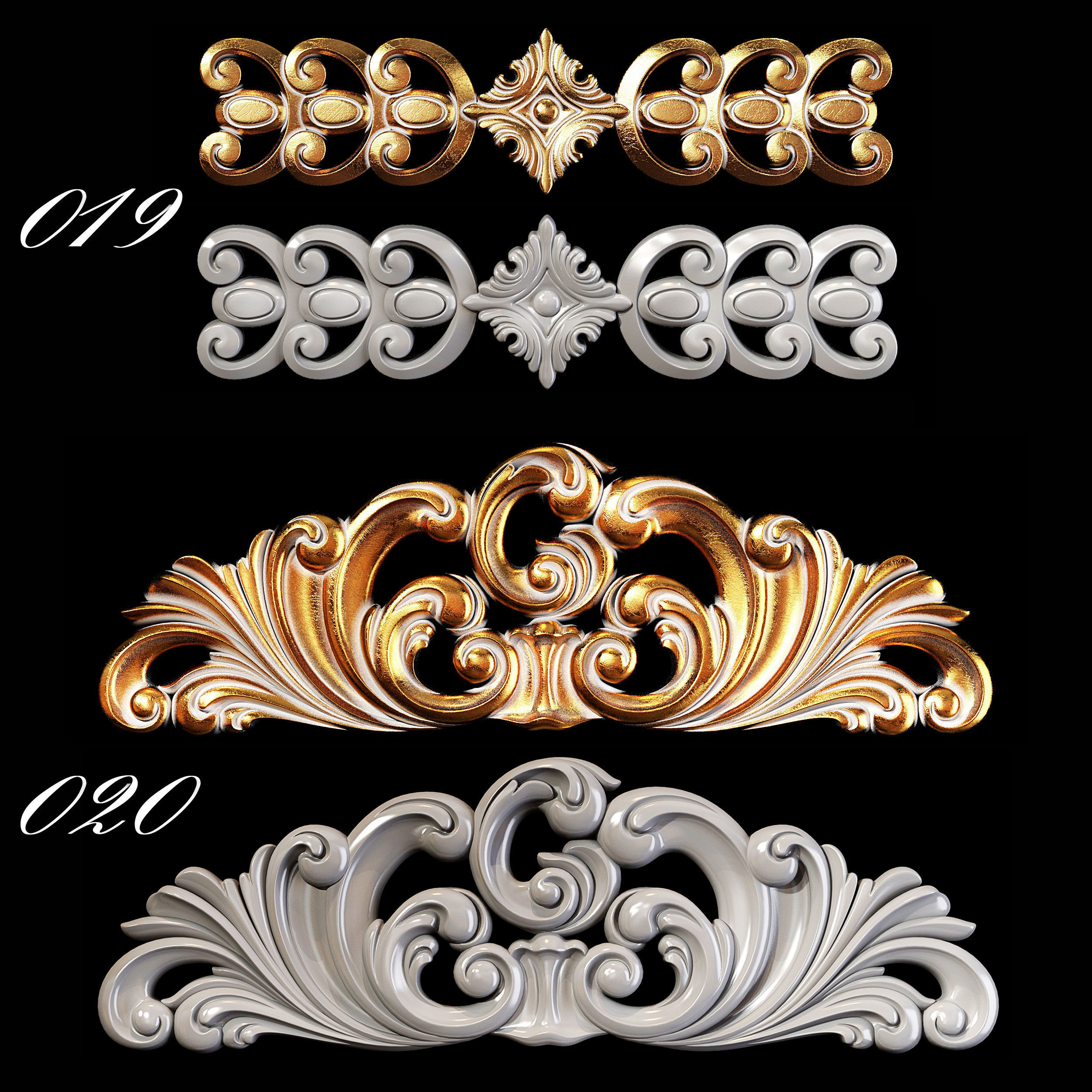 Collection of 40 classic carvings Part 1 3D model_11