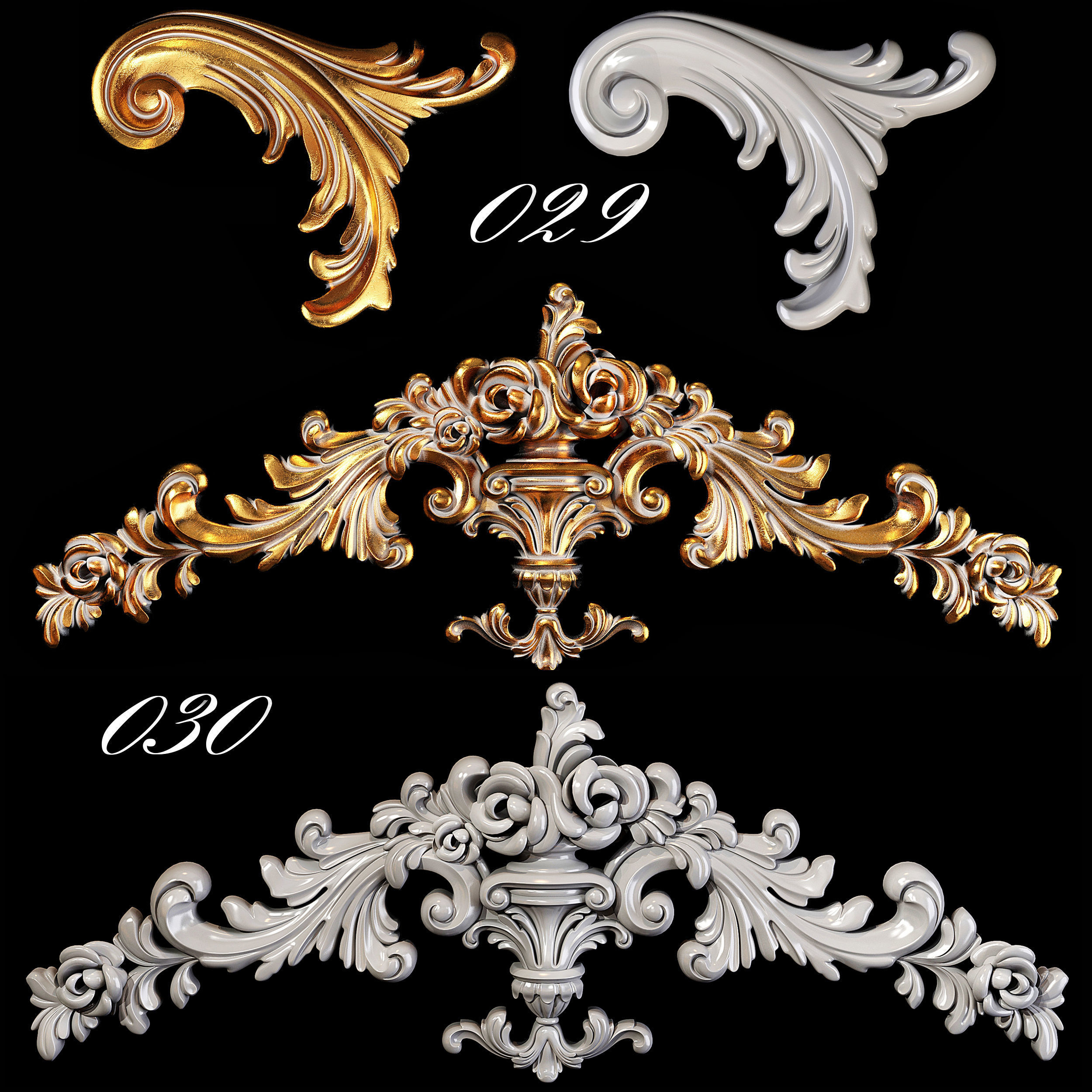 Collection of 40 classic carvings Part 1 3D model_16