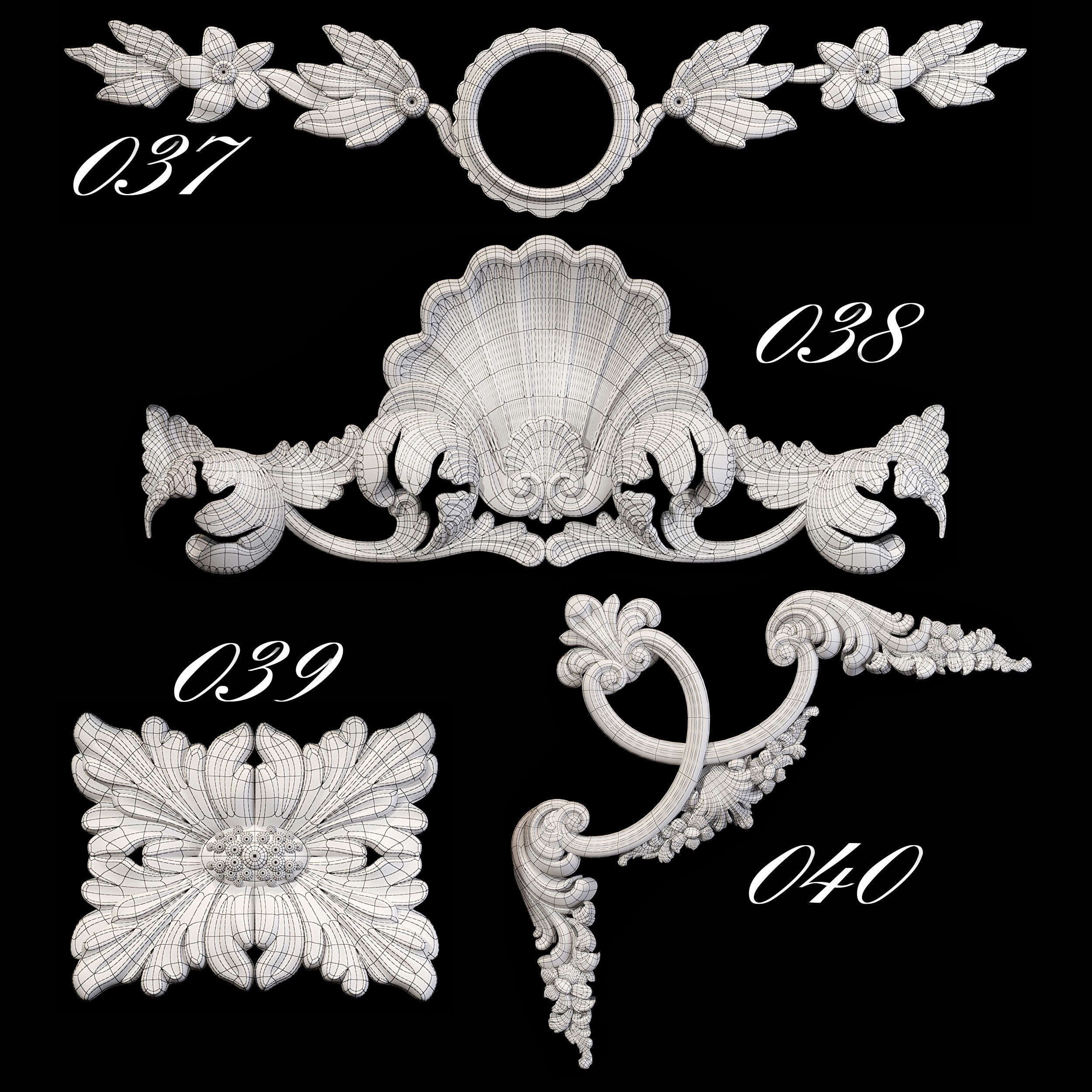 Collection of 40 classic carvings Part 1 3D model_31
