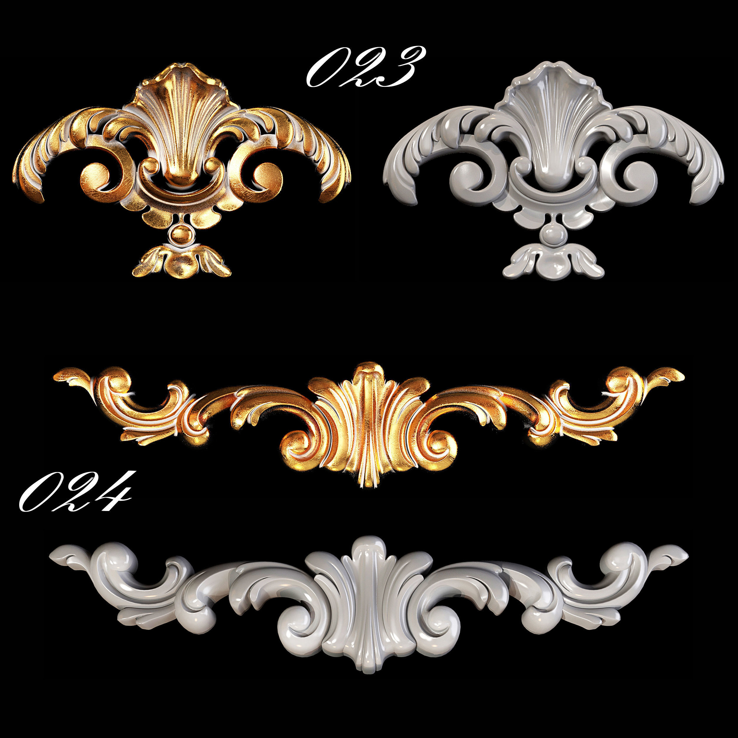 Collection of 40 classic carvings Part 1 3D model_13