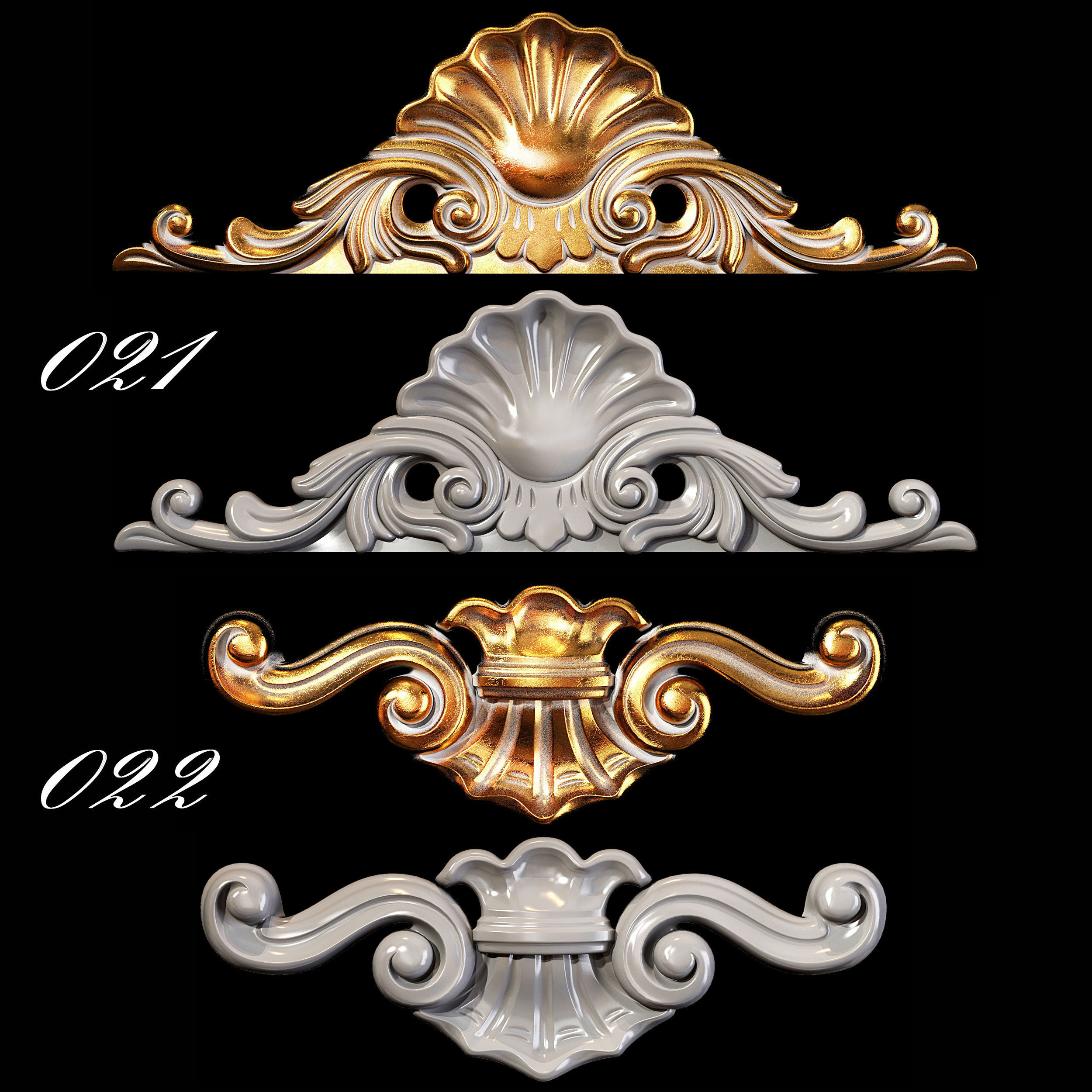 Collection of 40 classic carvings Part 1 3D model_12