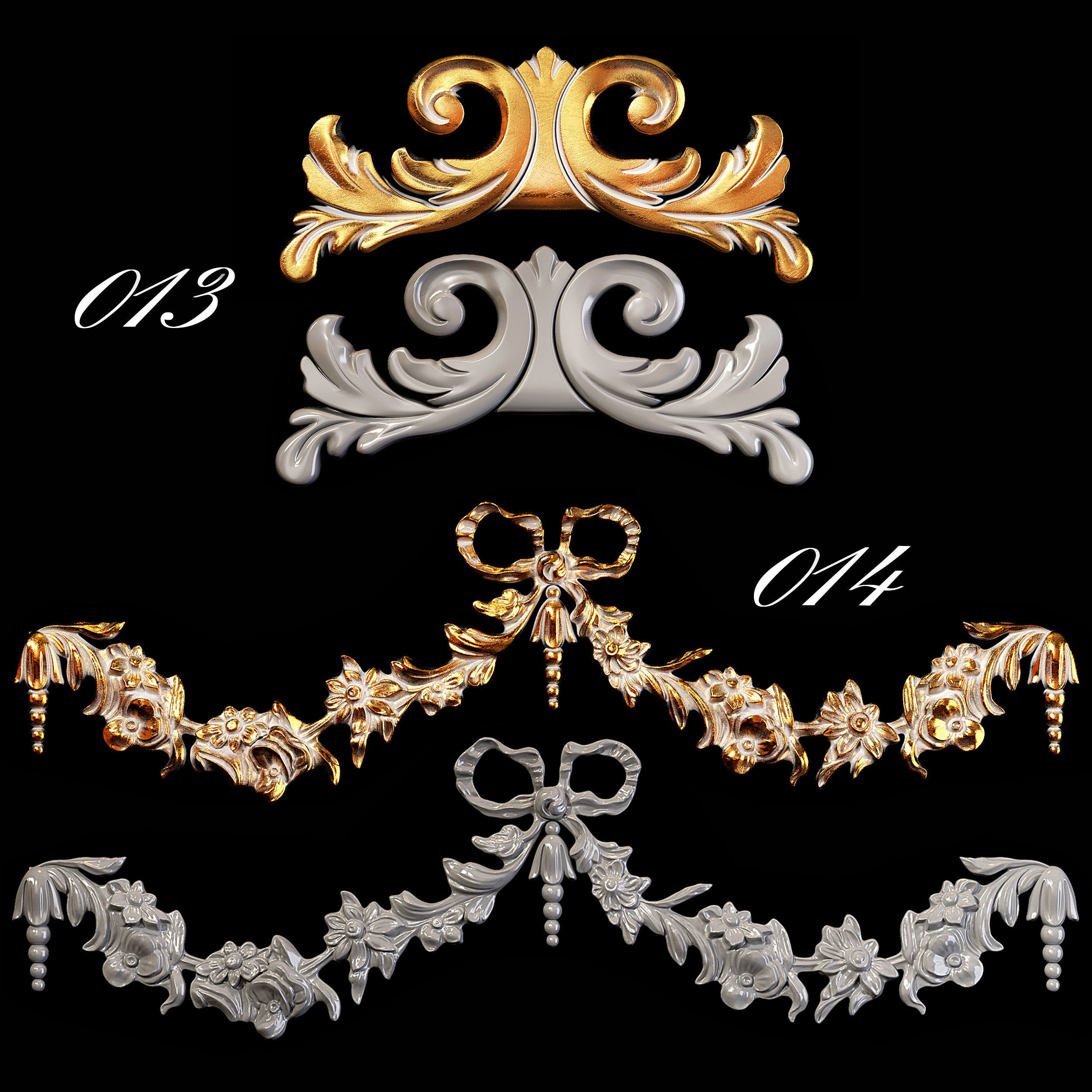 Collection of 40 classic carvings Part 1 3D model_8