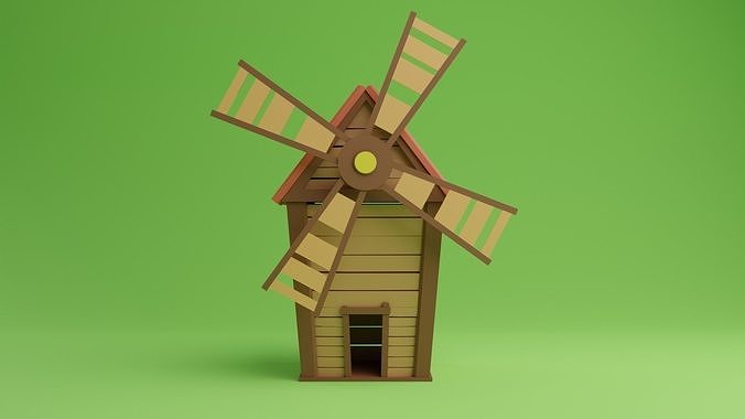 Windmill wooden Free low-poly 3D model
