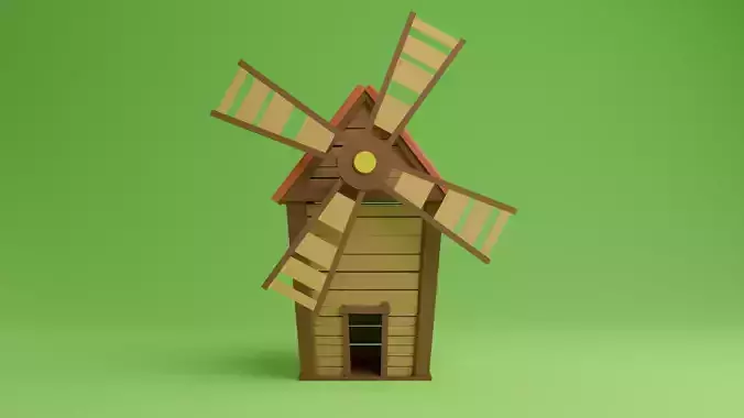 Windmill wooden Free low-poly 3D model