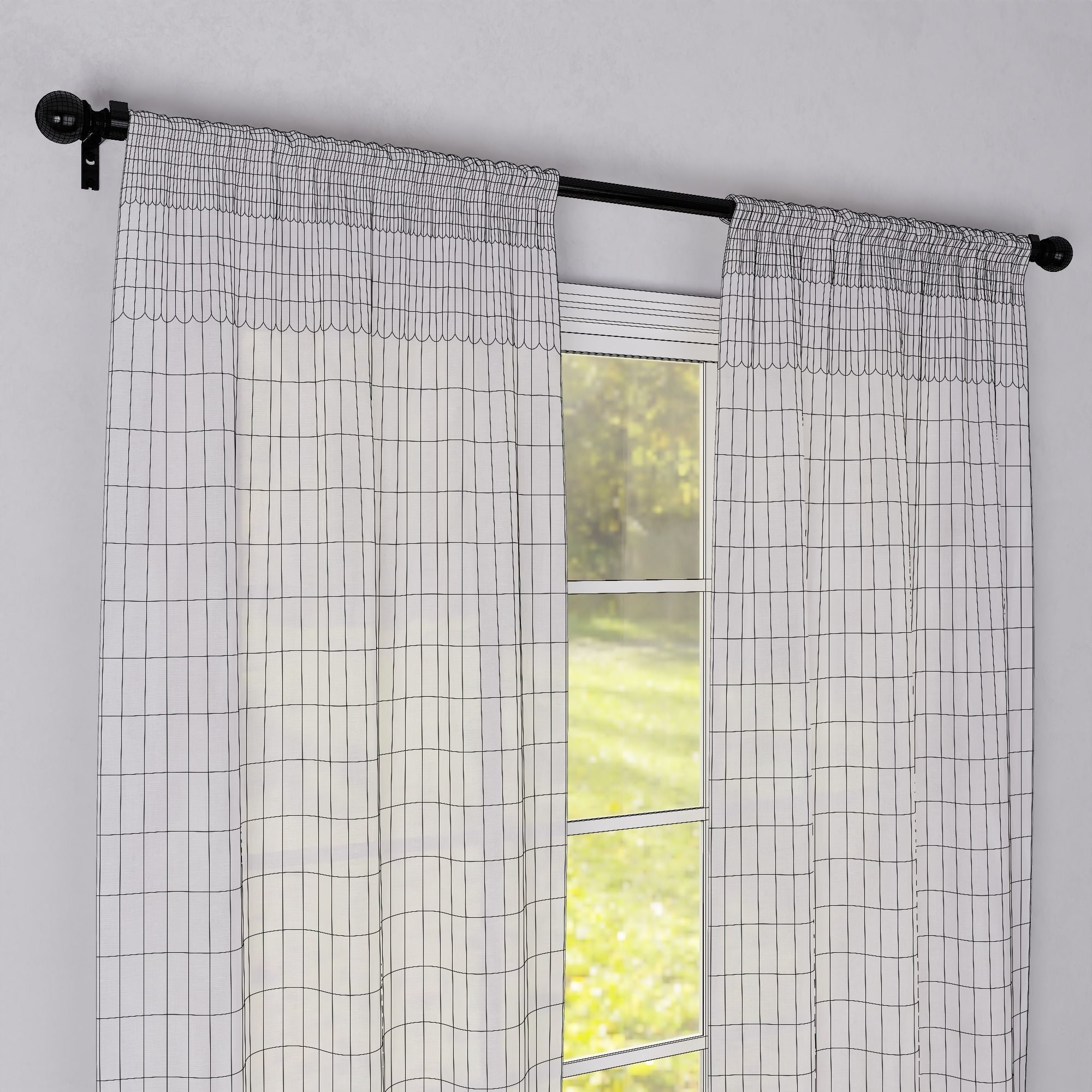 Semi-Sheer Rod Pocket Curtain - Blender Free 3D model_6