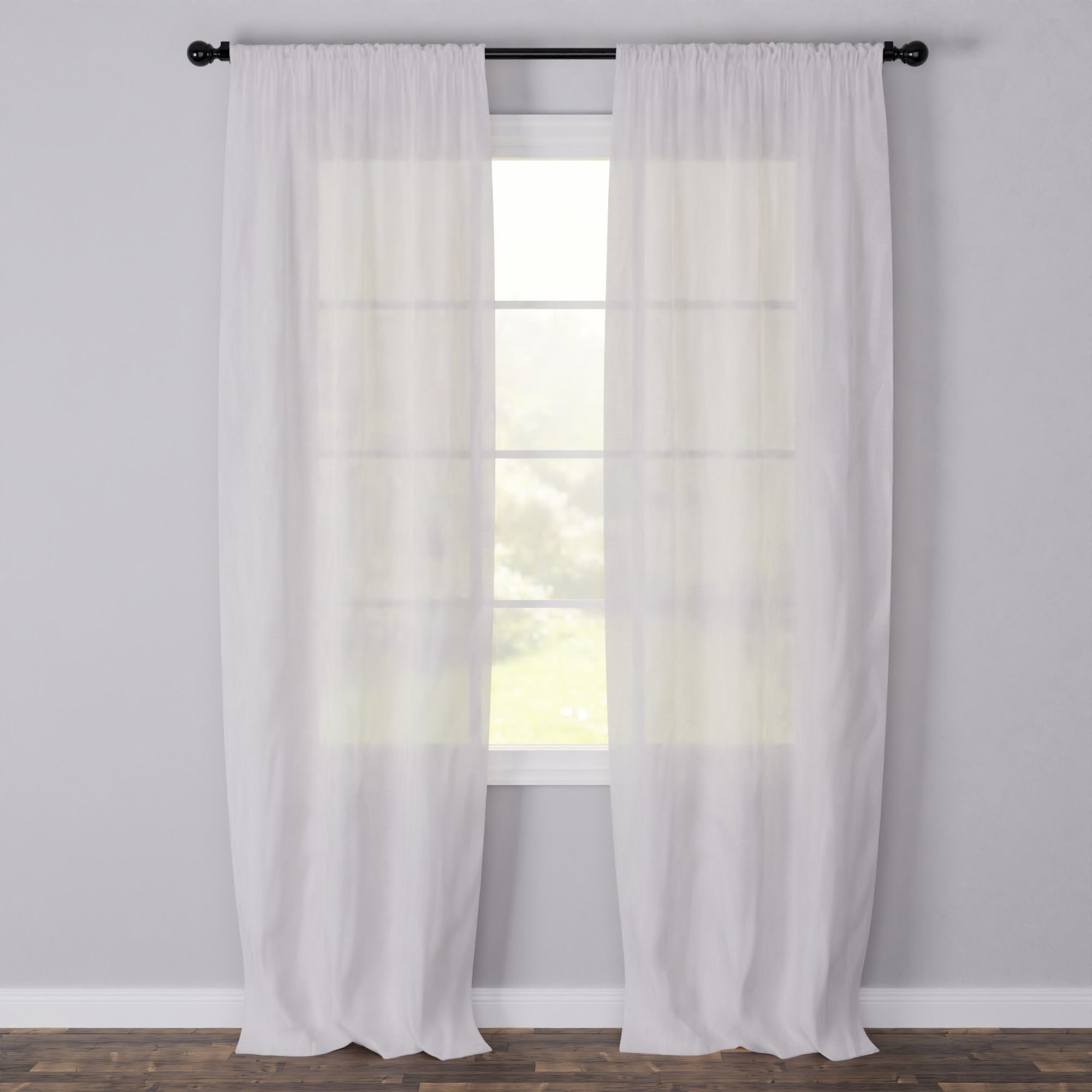 Semi-Sheer Rod Pocket Curtain - Blender Free 3D model_2