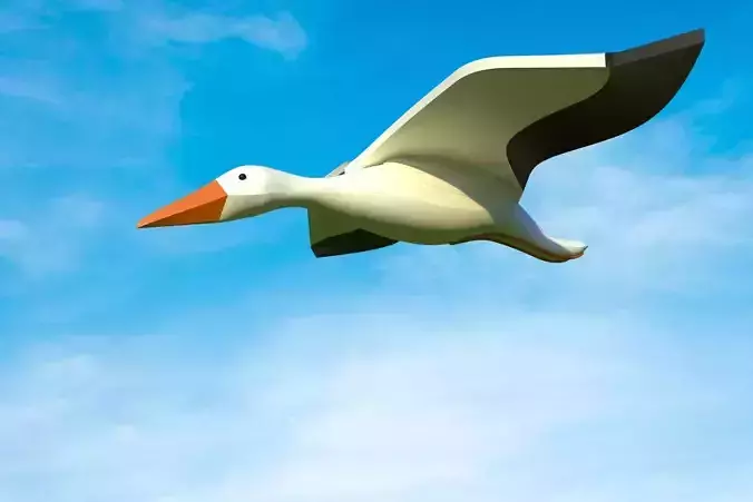 Stork toy pelican flying in sky 3D model