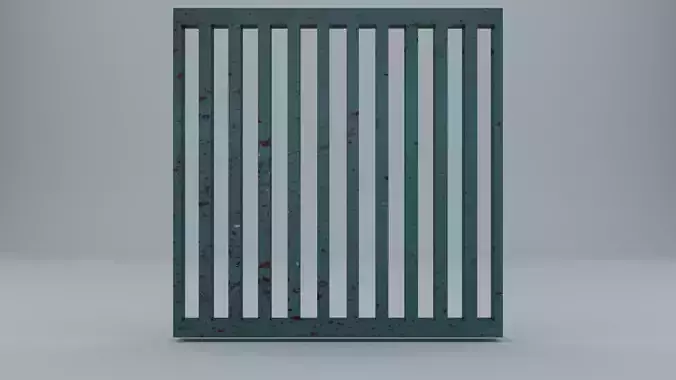 grid low poly GameReady grunge fence Low-poly 3D model