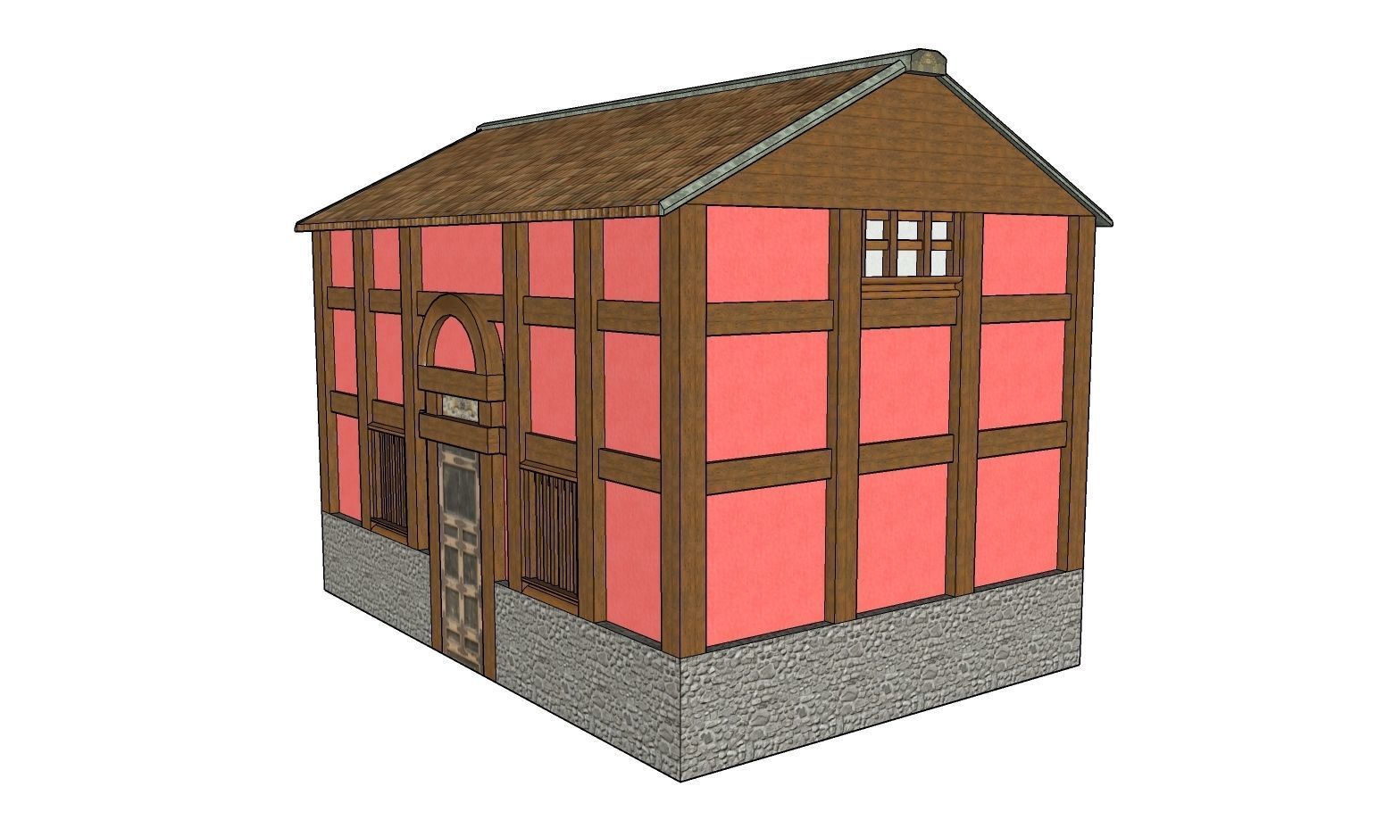 Chinese Colonial Tower House Low-poly 3D model_1