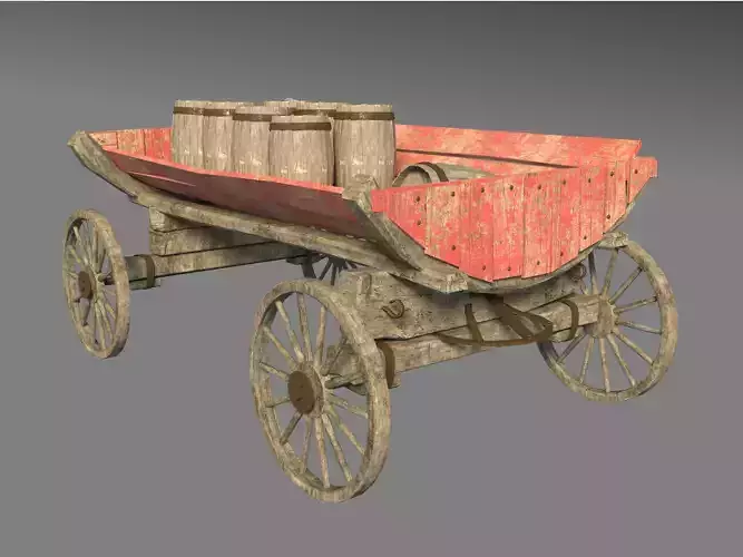 Old cart with barrels