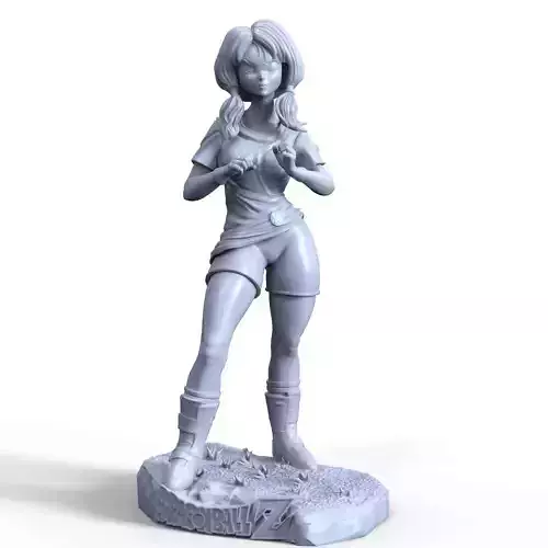 Videl figurine of woman holding sword