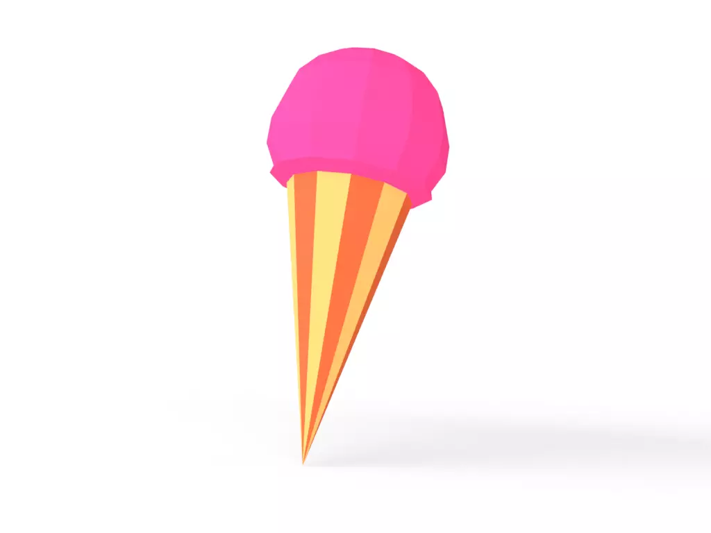 Low Poly Ice Cream Cone Low-poly 3D model_0