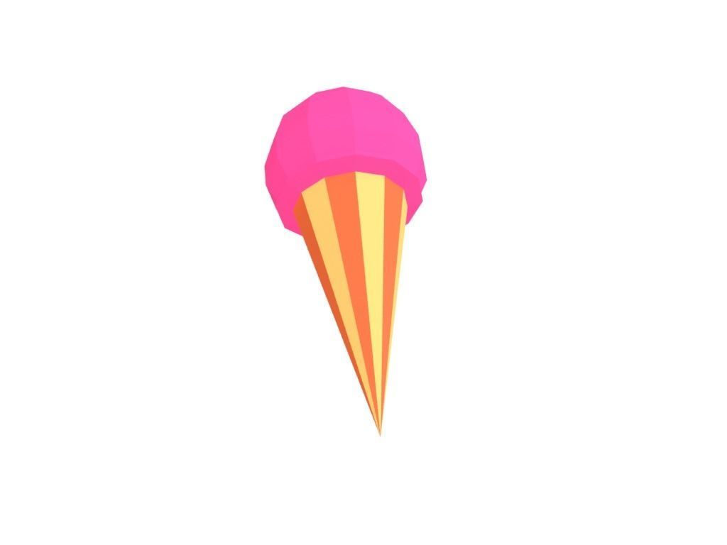 Low Poly Ice Cream Cone Low-poly 3D model_2