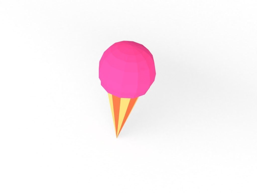 Low Poly Ice Cream Cone Low-poly 3D model_3
