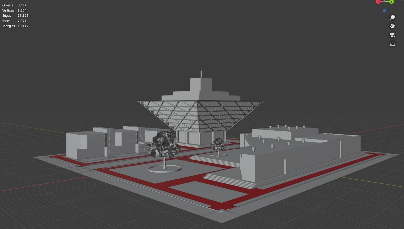 City block Bratislava - LOW POLY Low-poly 3D model_4