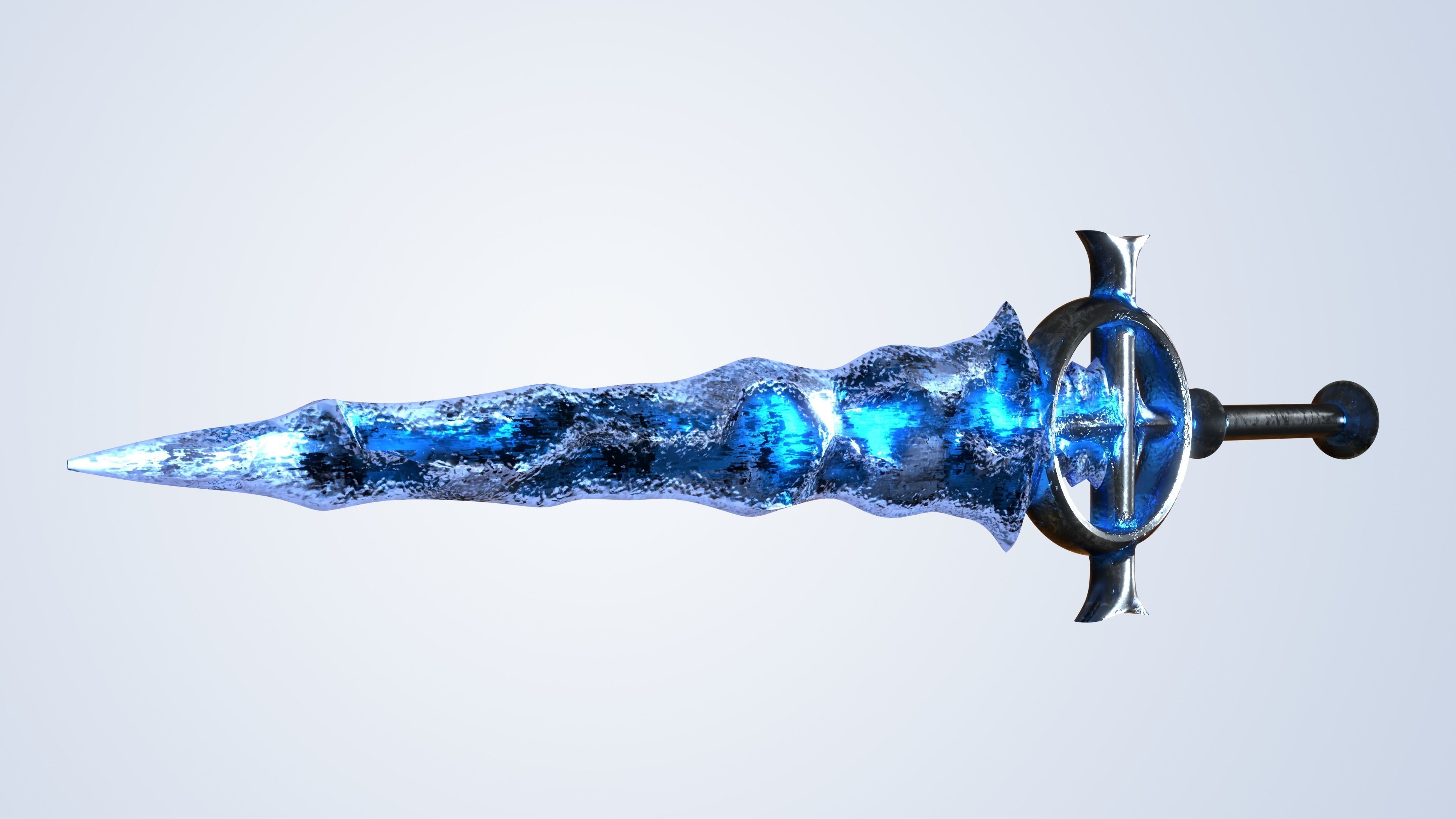 Frozen Sword And Mage Staff - Low Poly and Subd Ready Low-poly 3D model_8