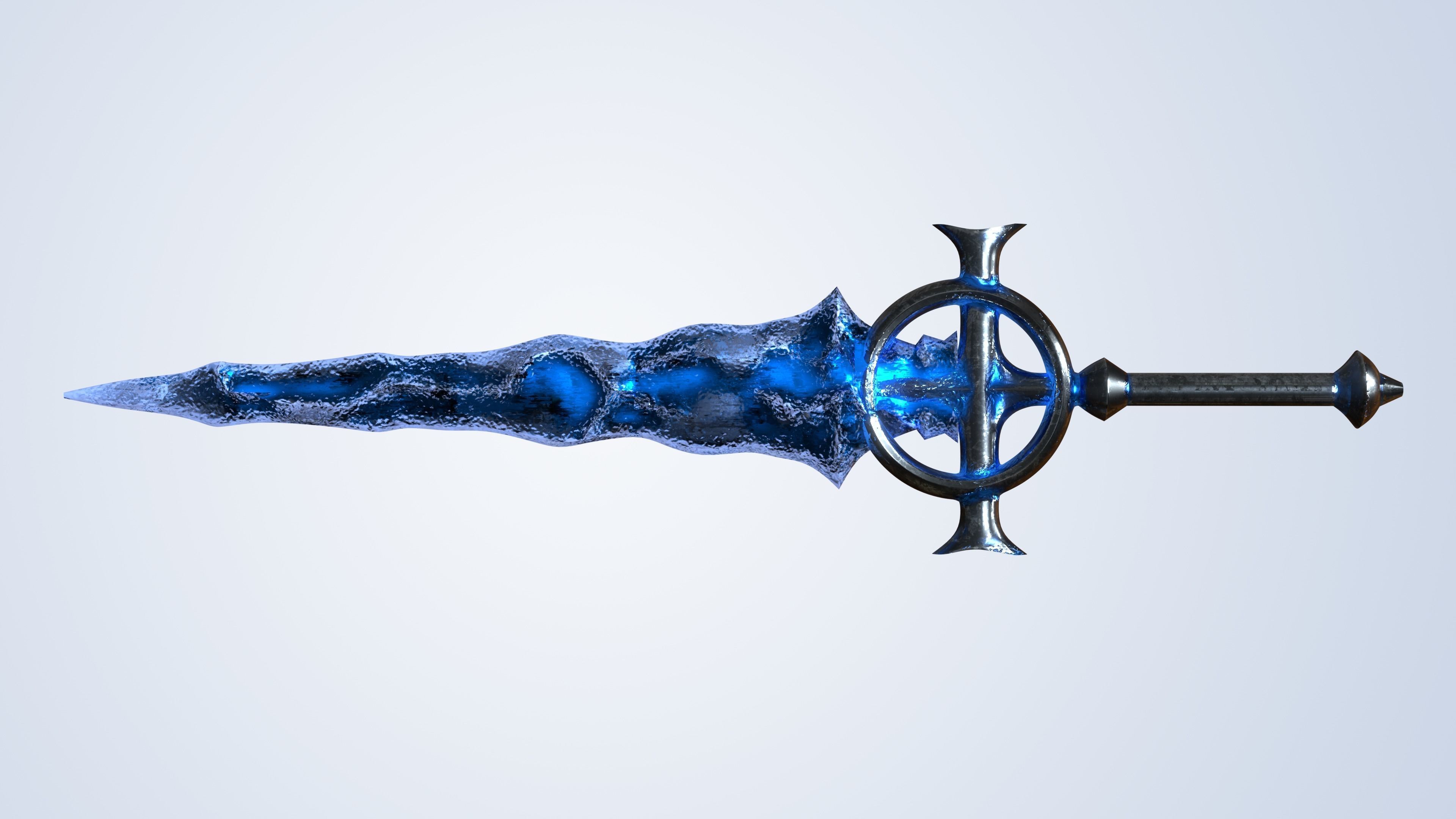 Frozen Sword And Mage Staff - Low Poly and Subd Ready Low-poly 3D model_11
