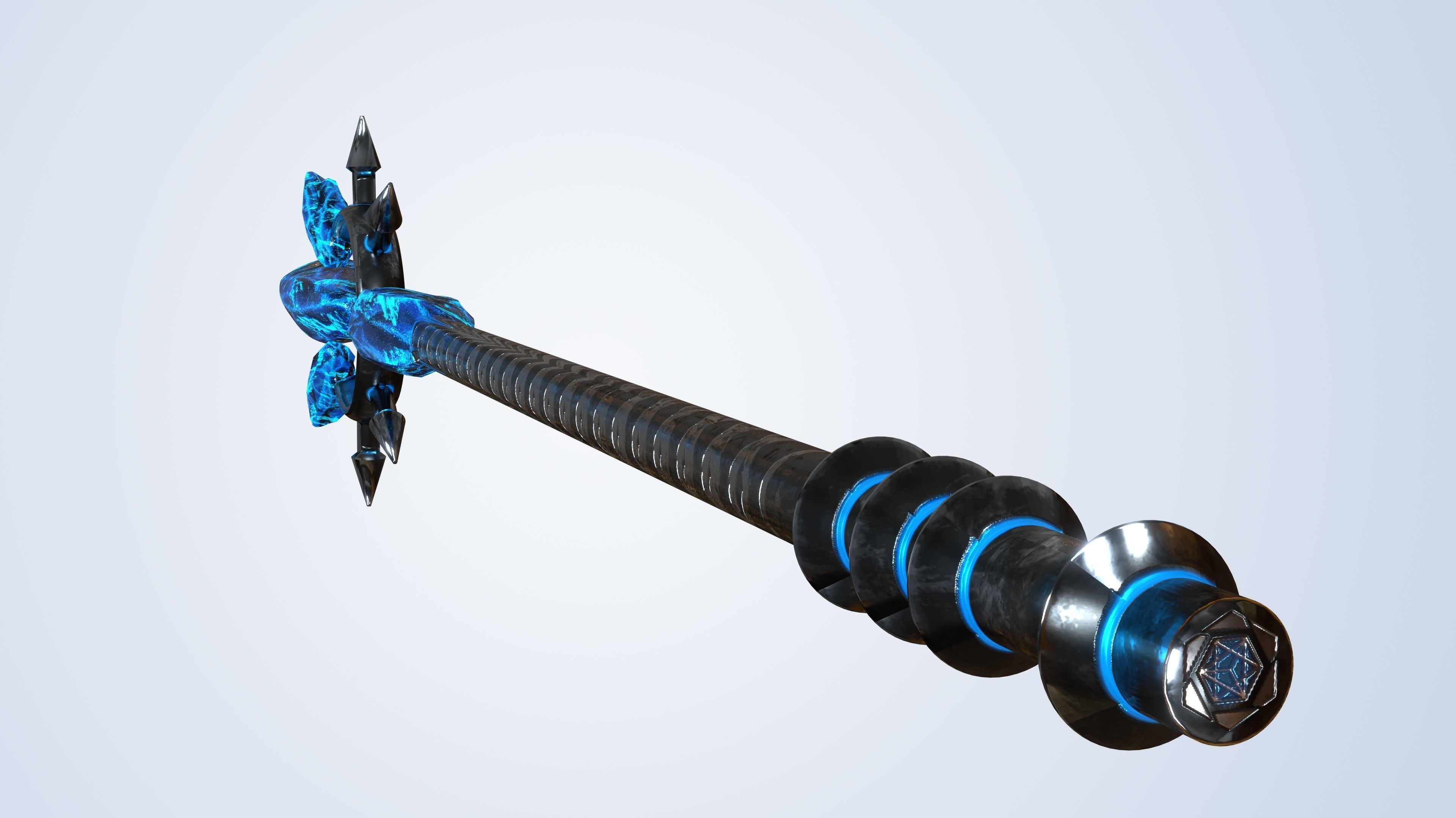 Frozen Sword And Mage Staff - Low Poly and Subd Ready Low-poly 3D model_7