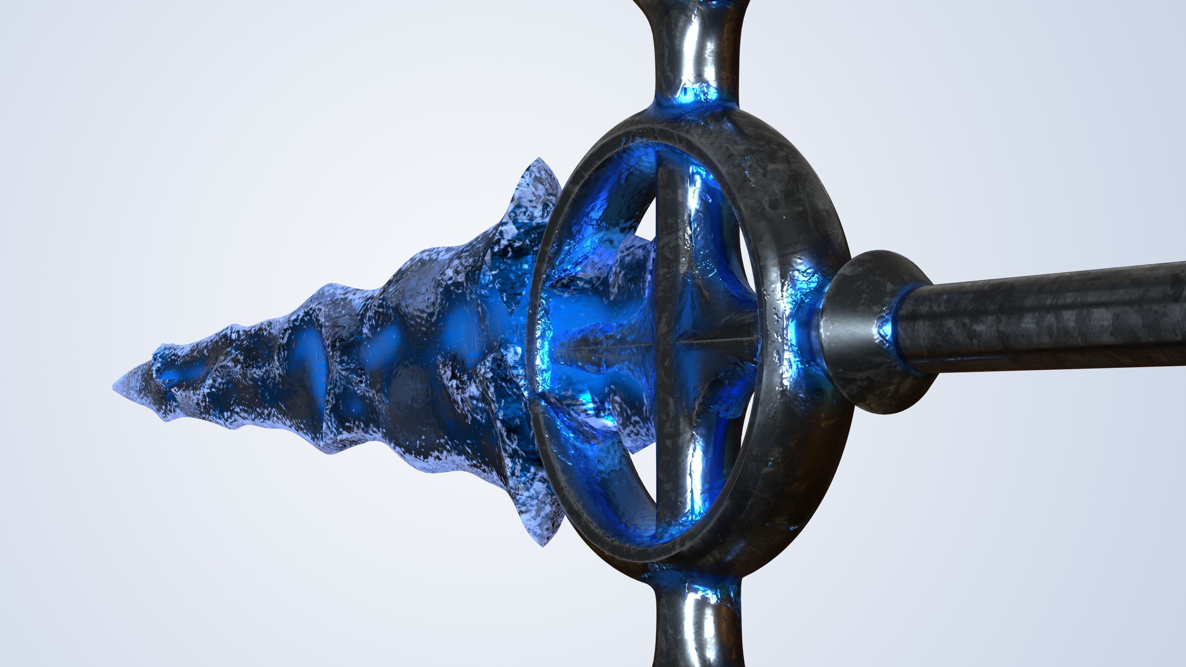 Frozen Sword And Mage Staff - Low Poly and Subd Ready Low-poly 3D model_12