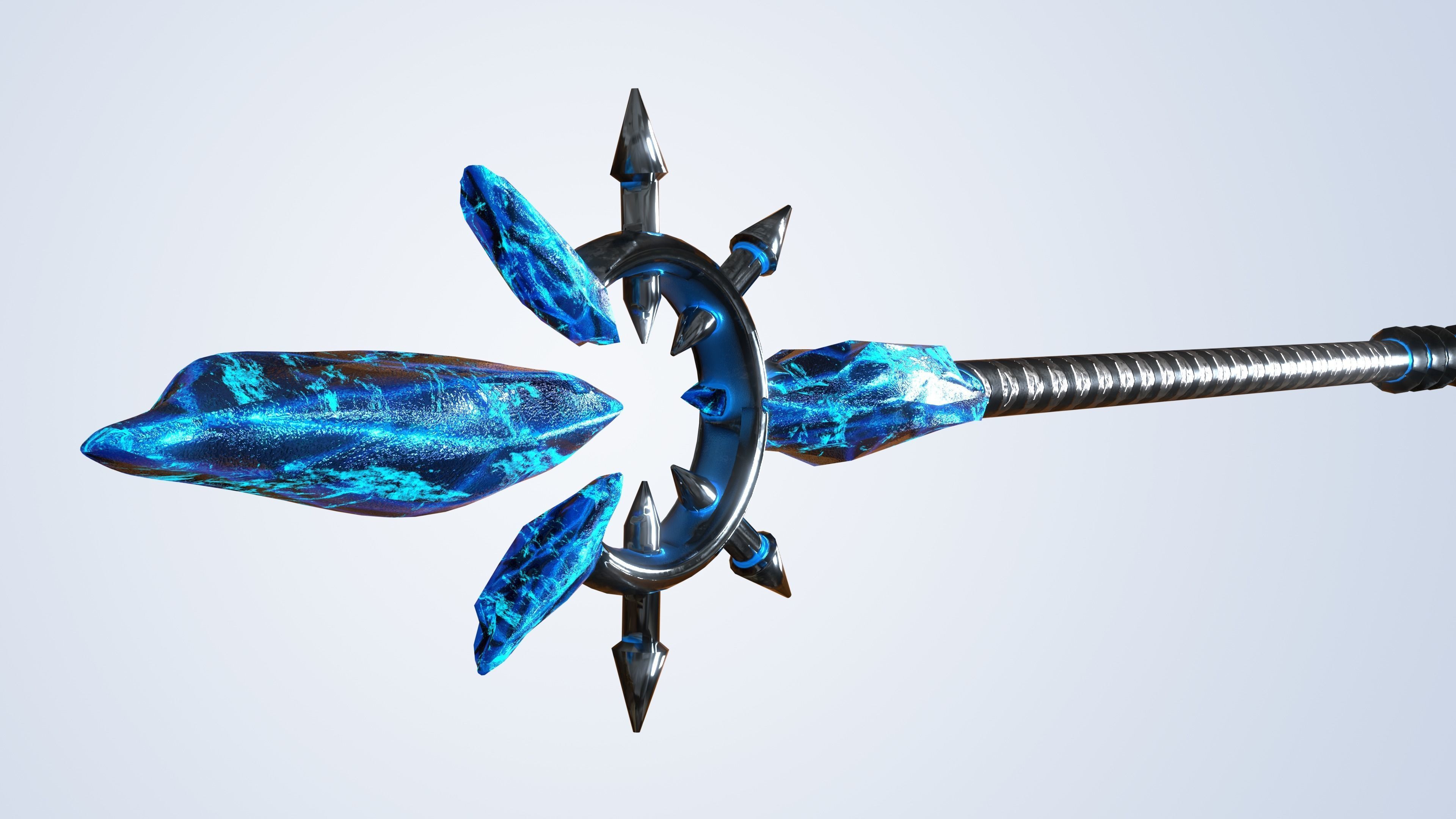 Frozen Sword And Mage Staff - Low Poly and Subd Ready Low-poly 3D model_6