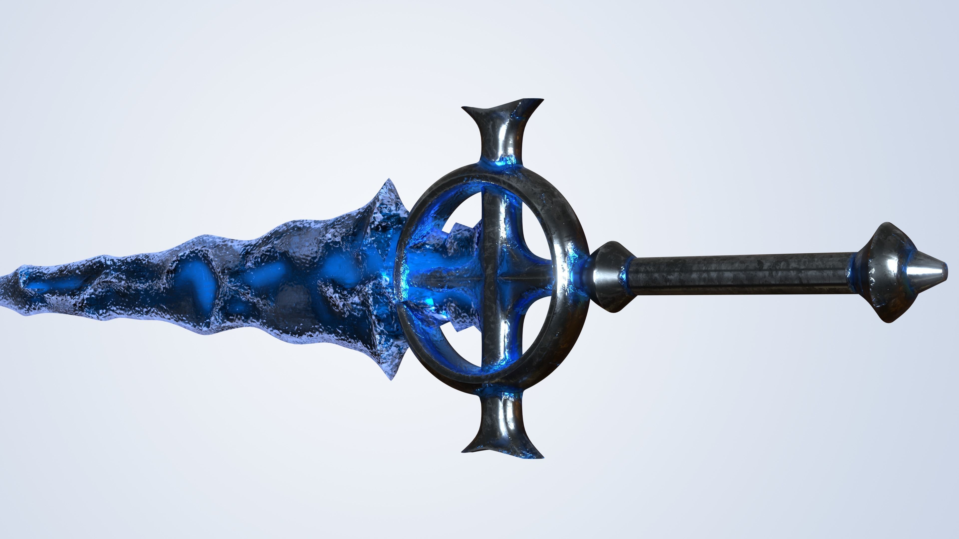 Frozen Sword And Mage Staff - Low Poly and Subd Ready Low-poly 3D model_9
