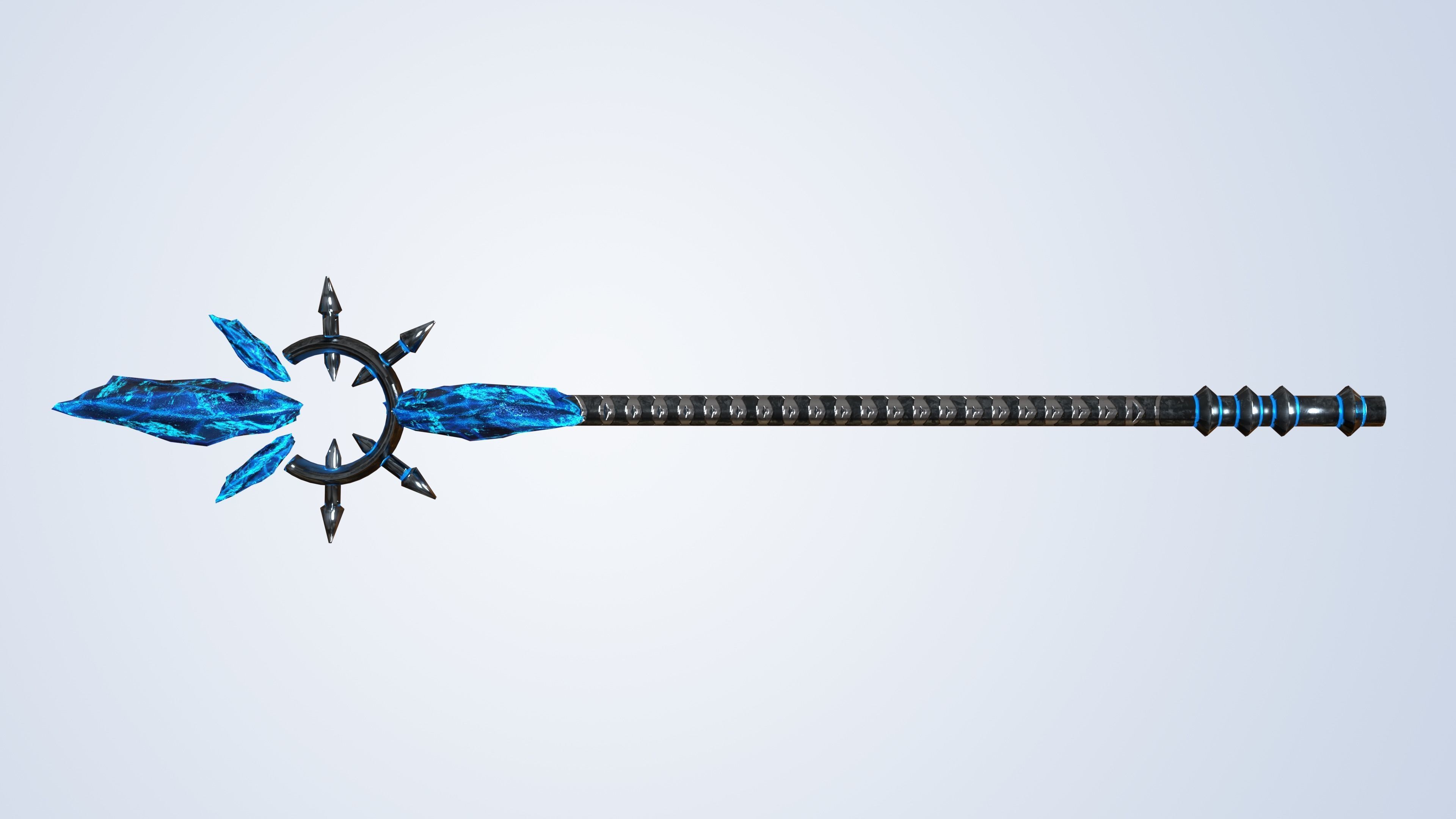 Frozen Sword And Mage Staff - Low Poly and Subd Ready Low-poly 3D model_4