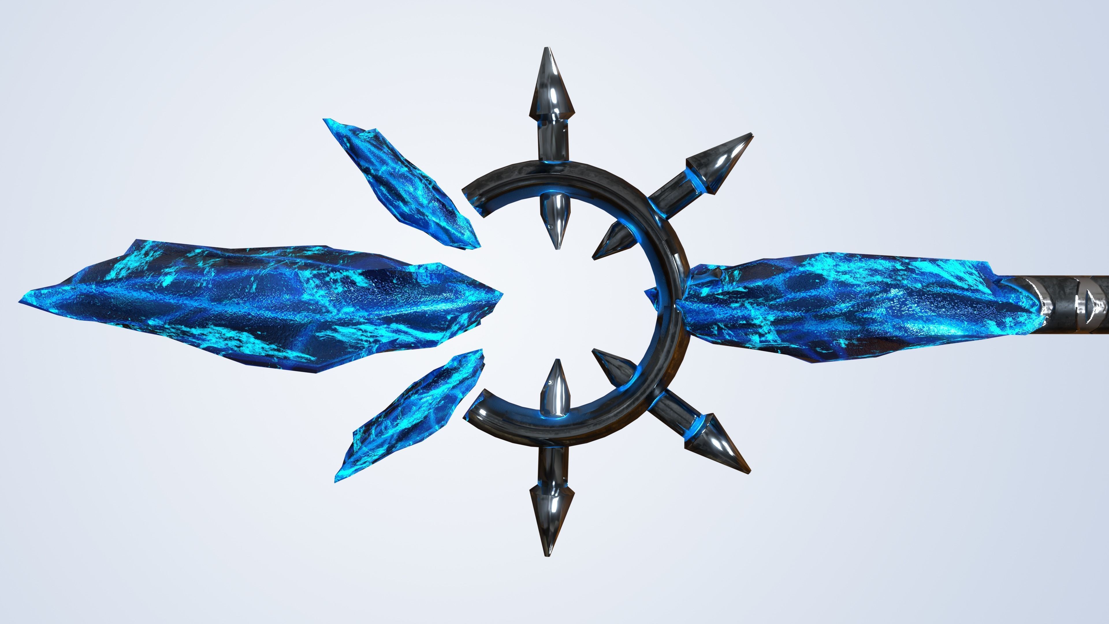 Frozen Sword And Mage Staff - Low Poly and Subd Ready Low-poly 3D model_5