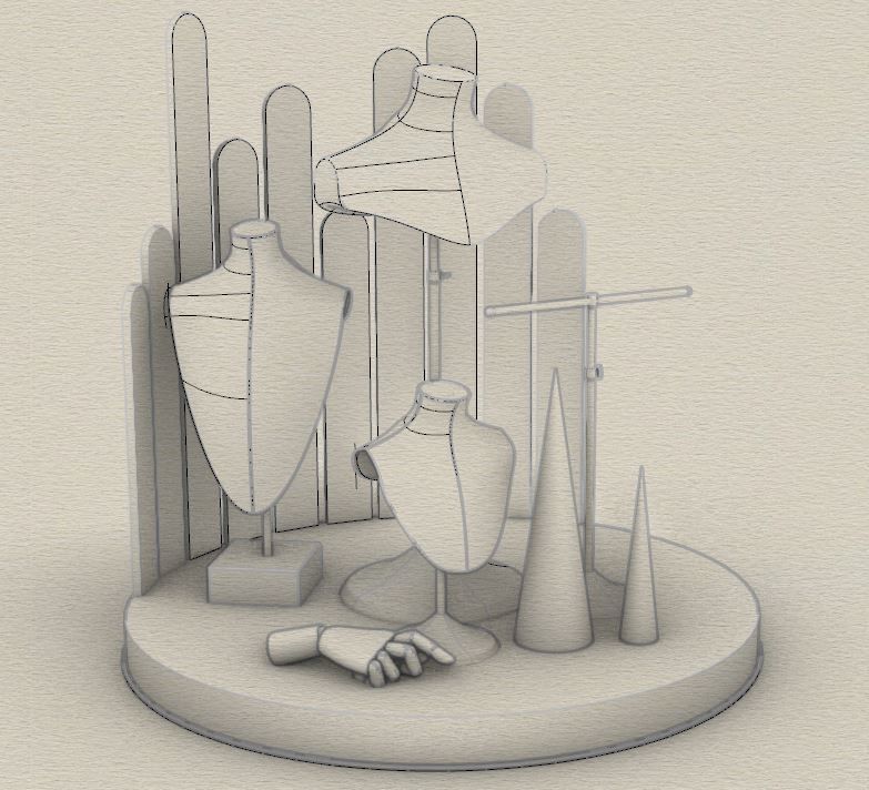 Jewelry Bust Model 3D model_3