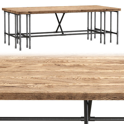 Modular dining table  Low-poly 3D model
